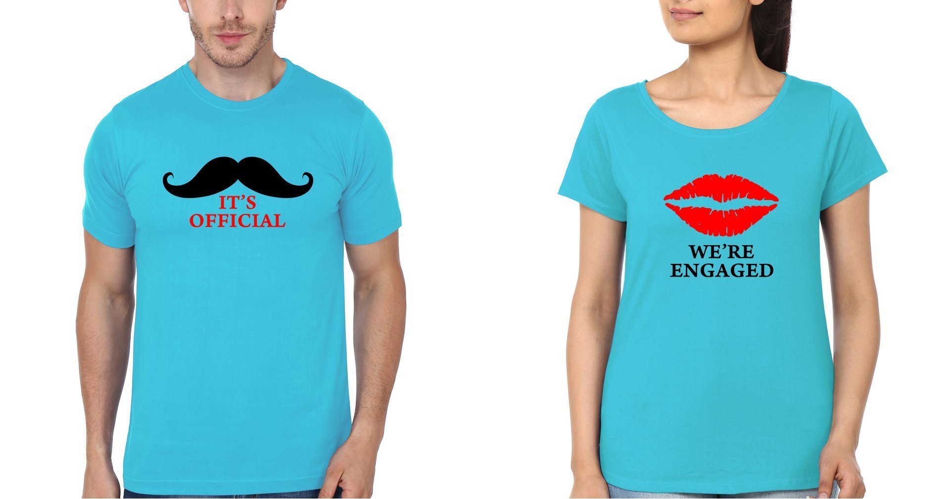 We're Engaged Couple Half Sleeves T-Shirts -FunkyTees - Funky Tees Club
