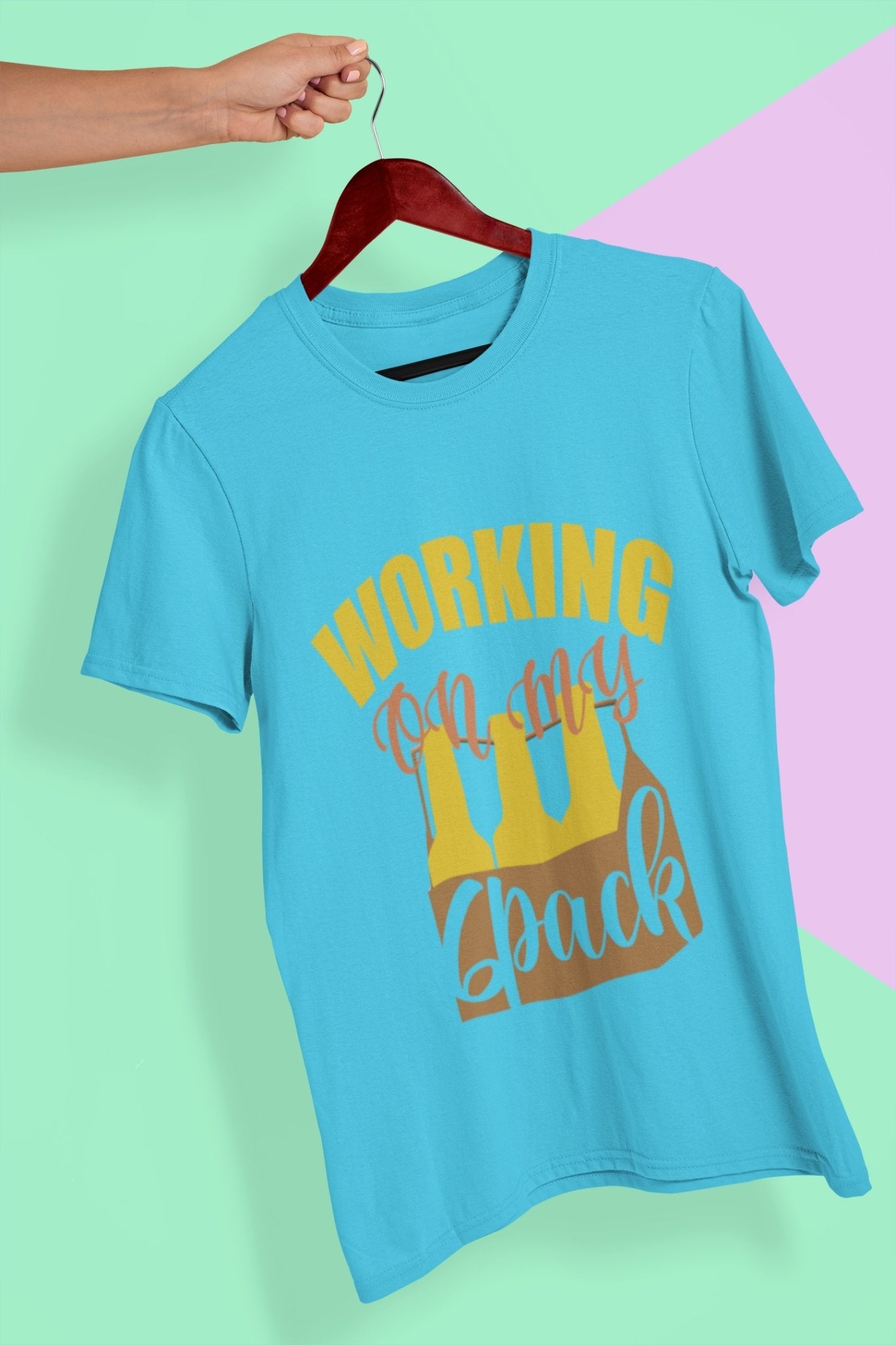 Working On My Six Pack Mens Half Sleeves T-shirt- FunkyTeesClub - Funky Tees Club