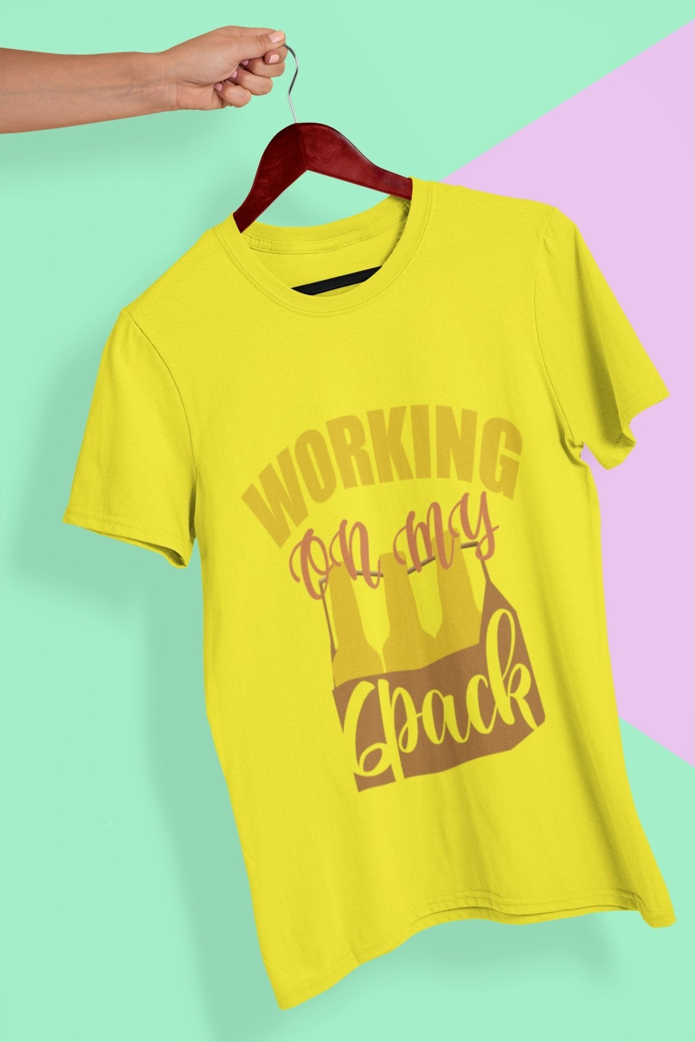 Working On My Six Pack Women Half Sleeves T-shirt- FunkyTeesClub - Funky Tees Club