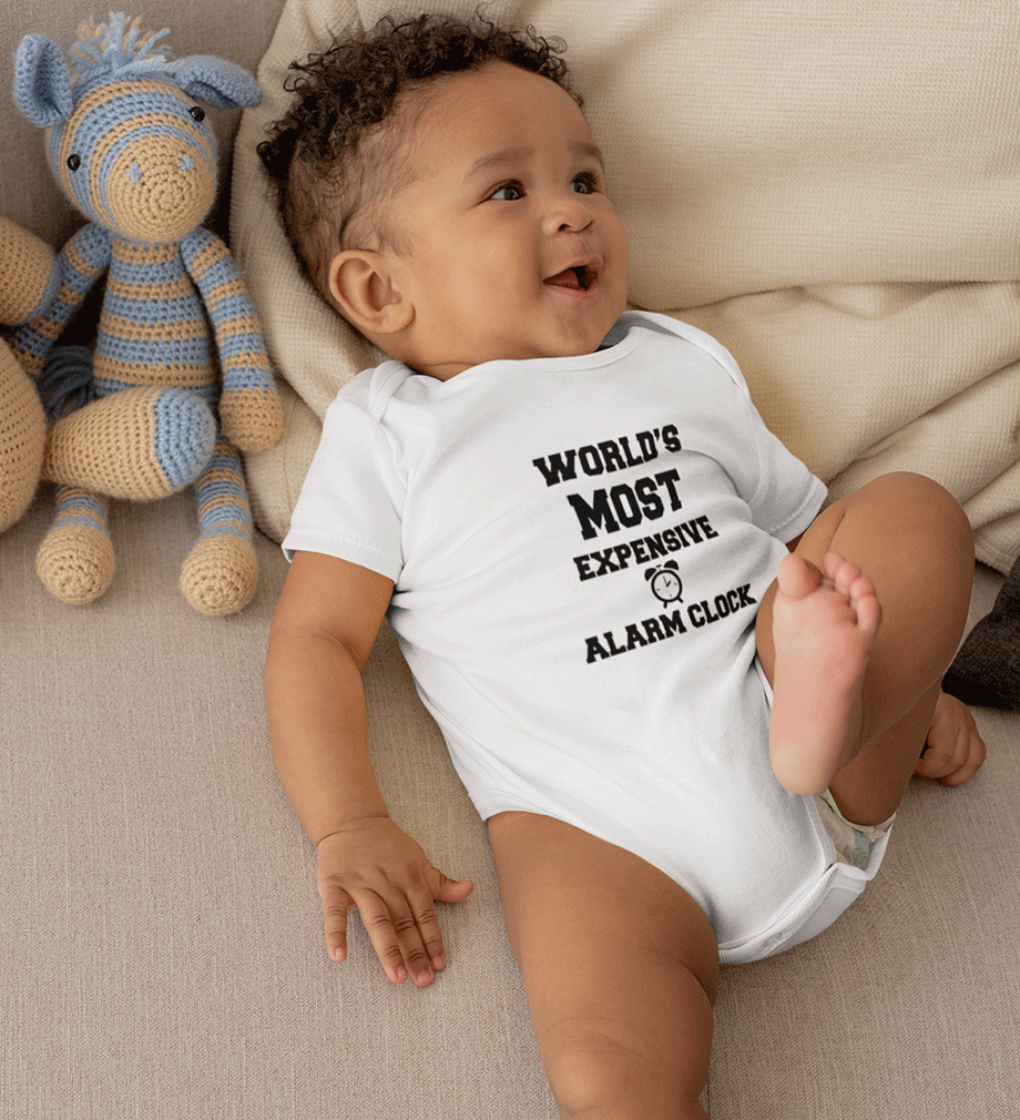 Worlds Most Expensive Alarm Clock Rompers for Baby Boy- FunkyTradition FunkyTradition