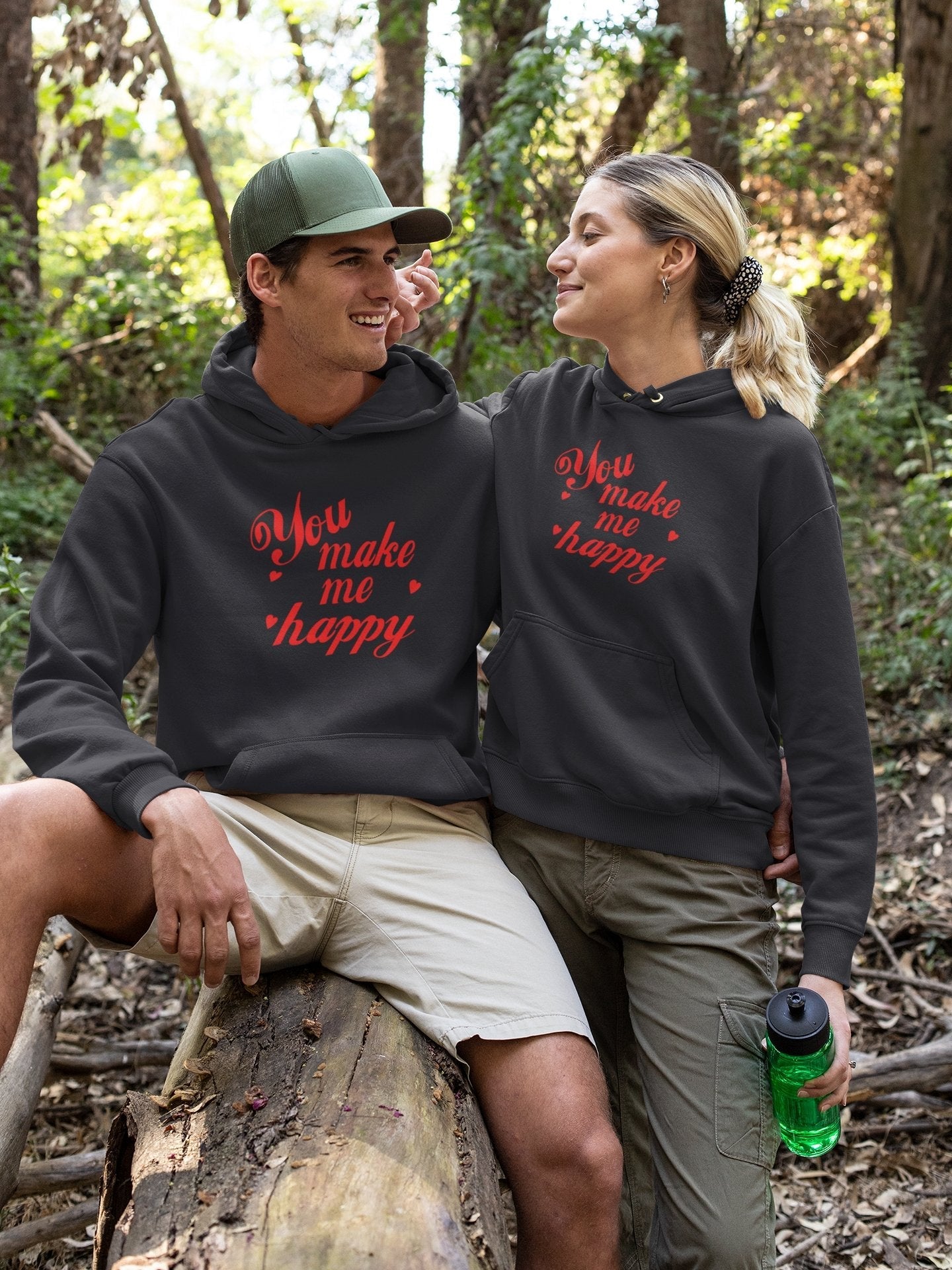 You Make Me Happy Couple Hoodie-FunkyTeesClub - Funky Tees Club