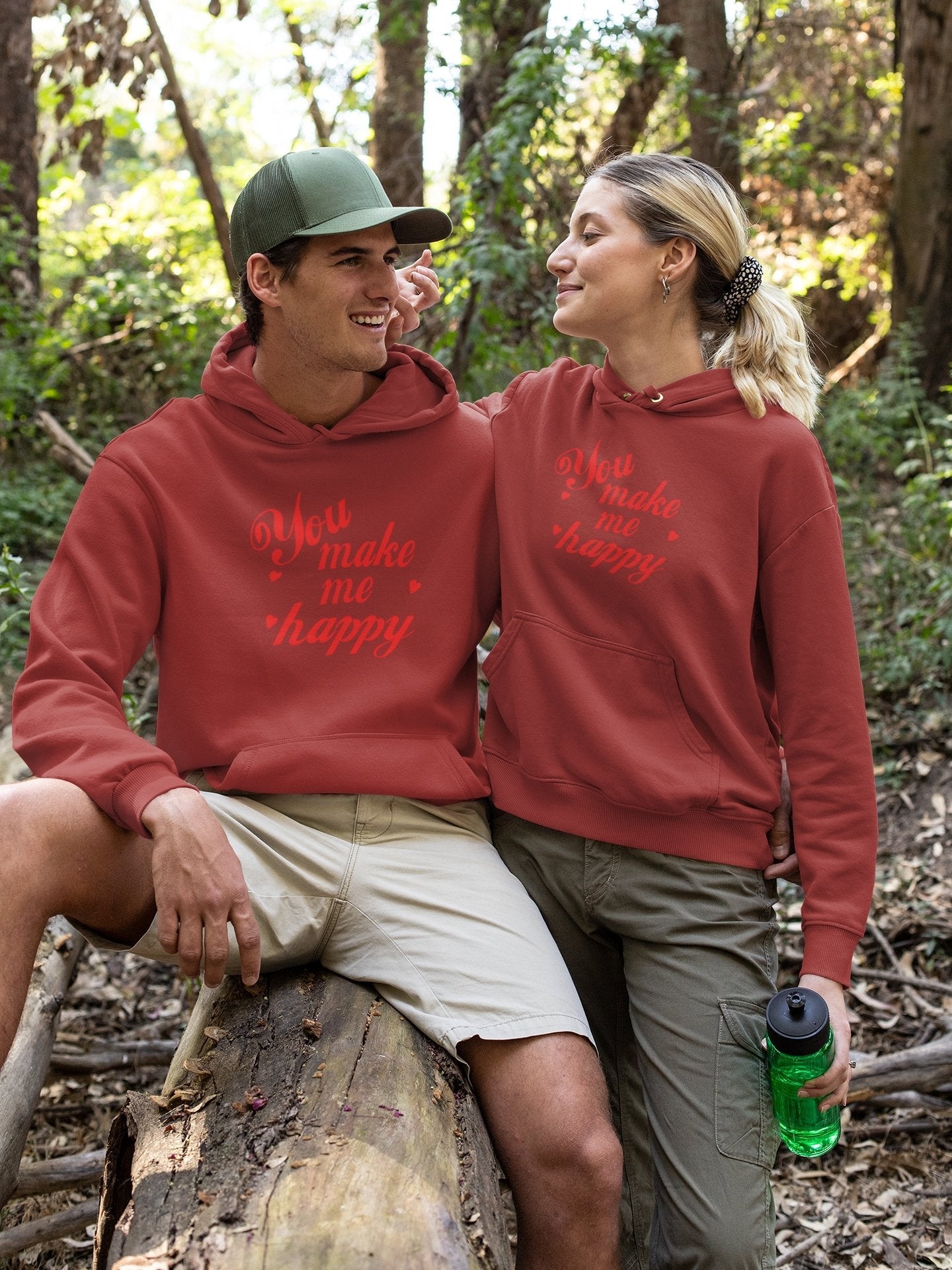 You Make Me Happy Couple Hoodie-FunkyTeesClub - Funky Tees Club