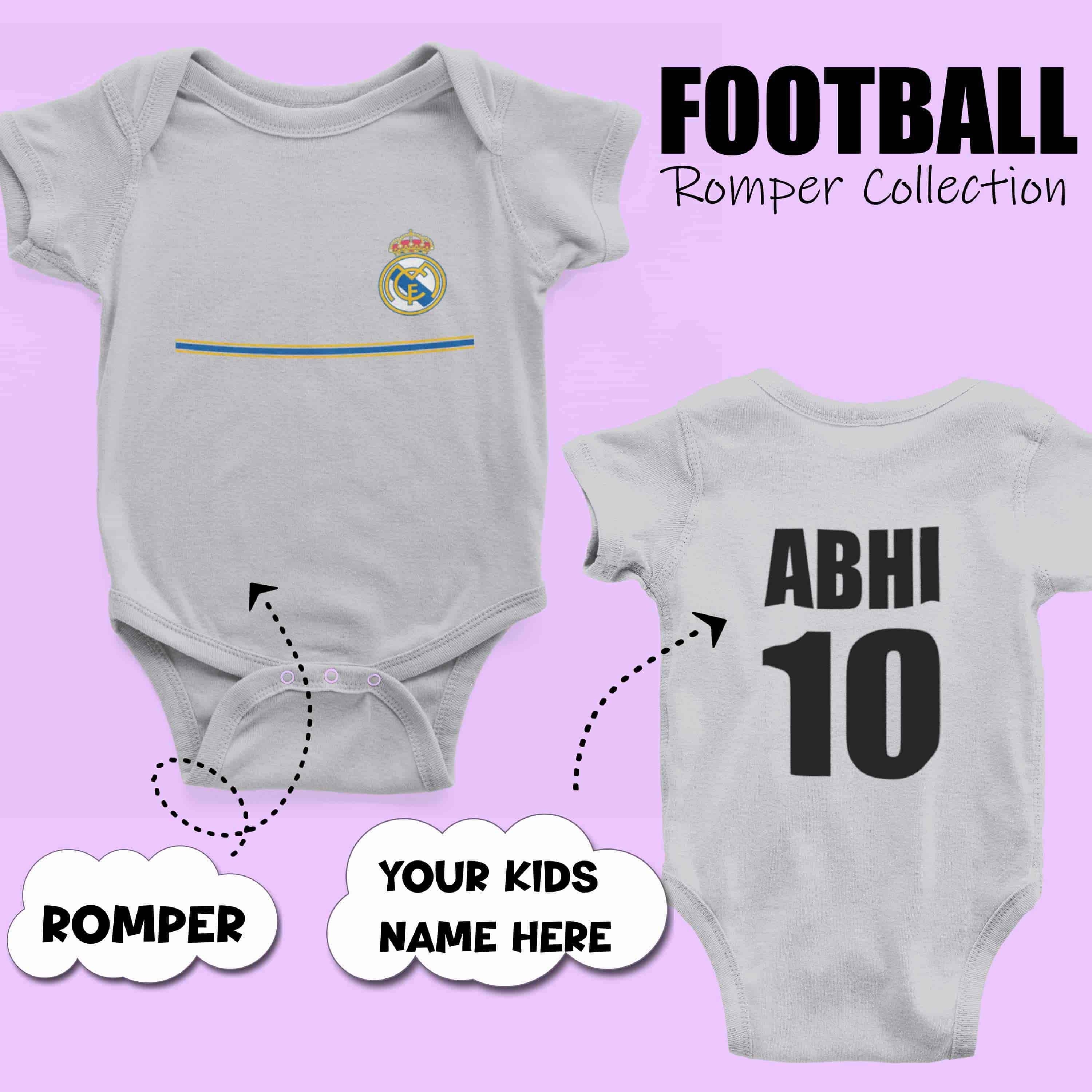 Custom Name and Number Real Madrid Football Girl Romper | FashionRazor