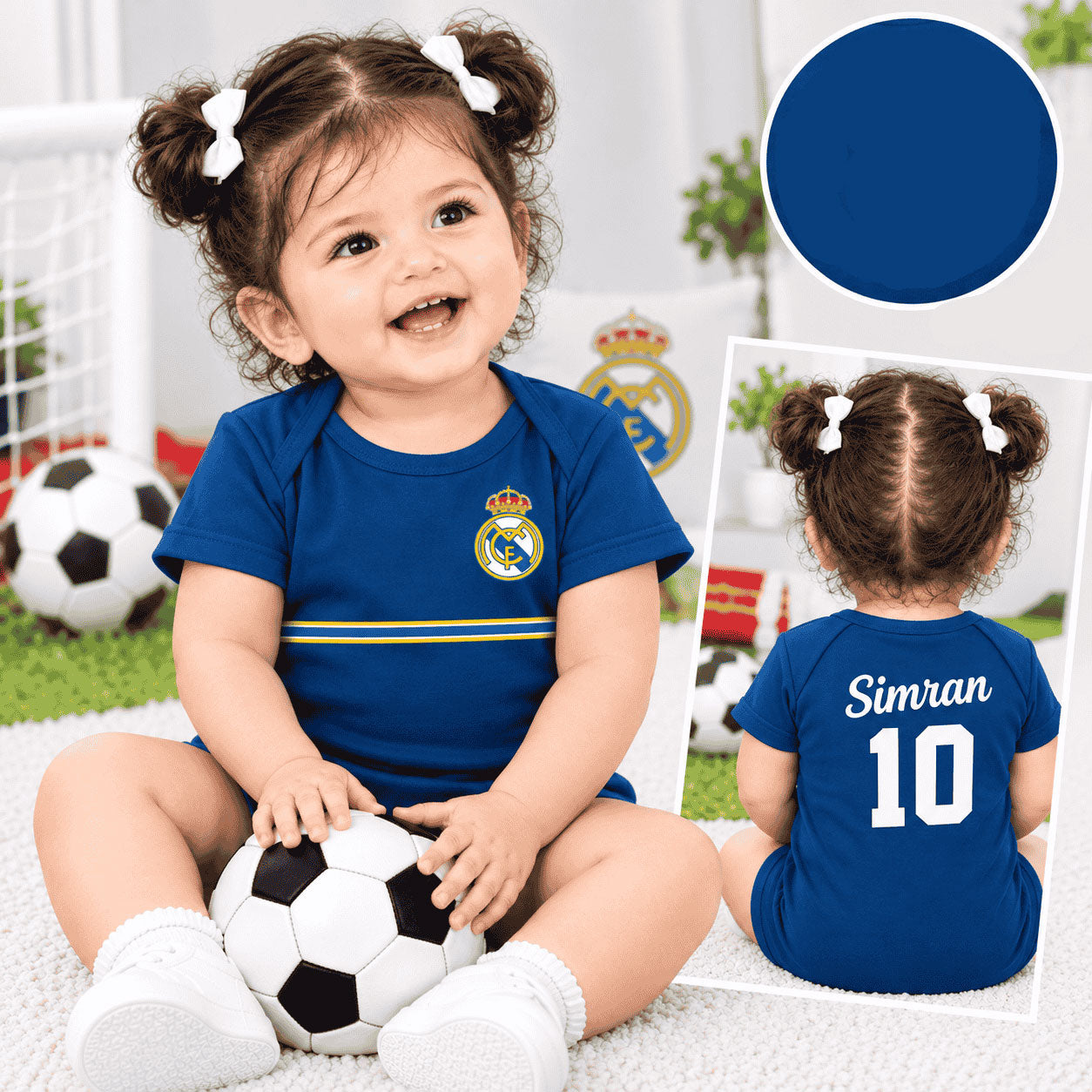 Custom Name and Number Real Madrid Football Girl Romper | FashionRazor