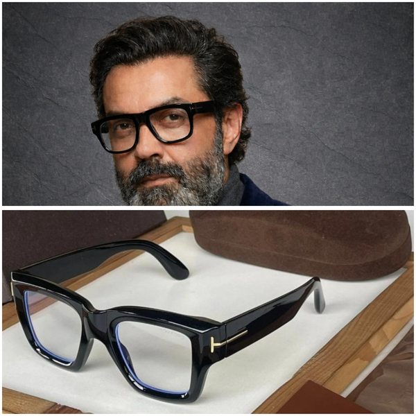 FashionRazor Bobby Deol Inspired Premium Black Transparent Square Eyeglasses for Men | Luxury Thick Frame