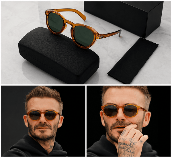 David Beckham Inspired Brown Round Frame Sunglasses – Retro Luxury Style For Men And Women- FashionRazor