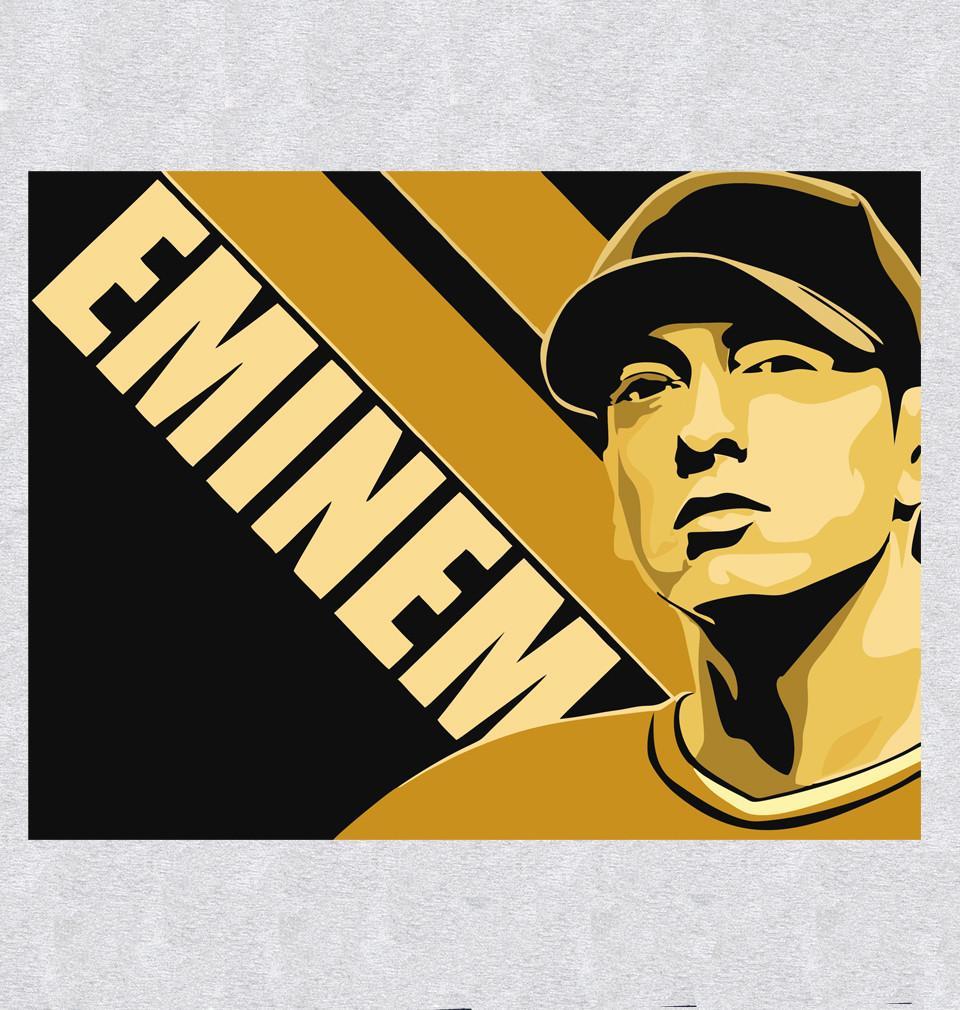 FunkyTradition Grey Round Neck Eminem Men Half Sleeves T-Shirt