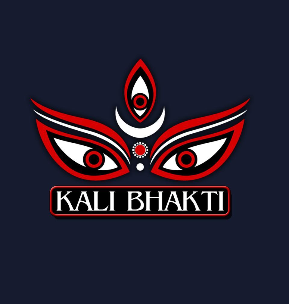 FunkyTradition Navy Blue Round Neck Kali Bhakti Half Sleeves T-Shirt