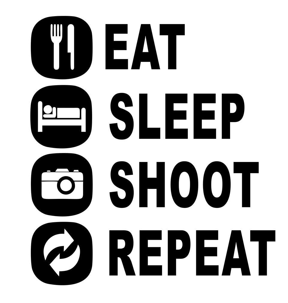 FunkyTradition White Round Neck Funny Eat Sleep Shoot Repeat Half Sleeves T-Shirt