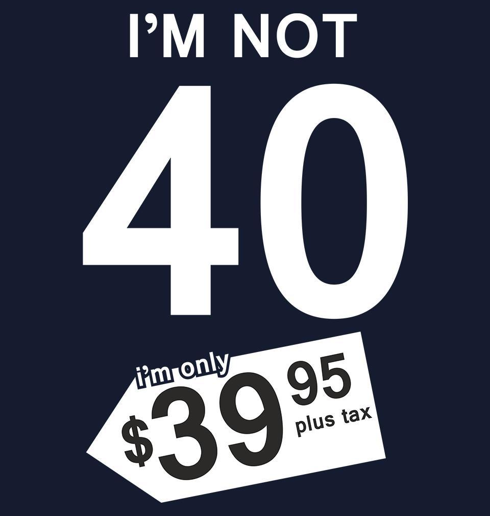 FunkyTradition Navy Blue Round Neck Funny I Am Not 40 Half Sleeves T-Shirt
