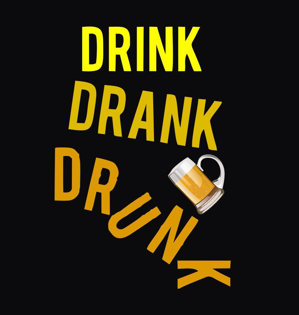 FunkyTradition Black Round Neck Drink Drank Drunk Men Half Sleeves T-Shirt