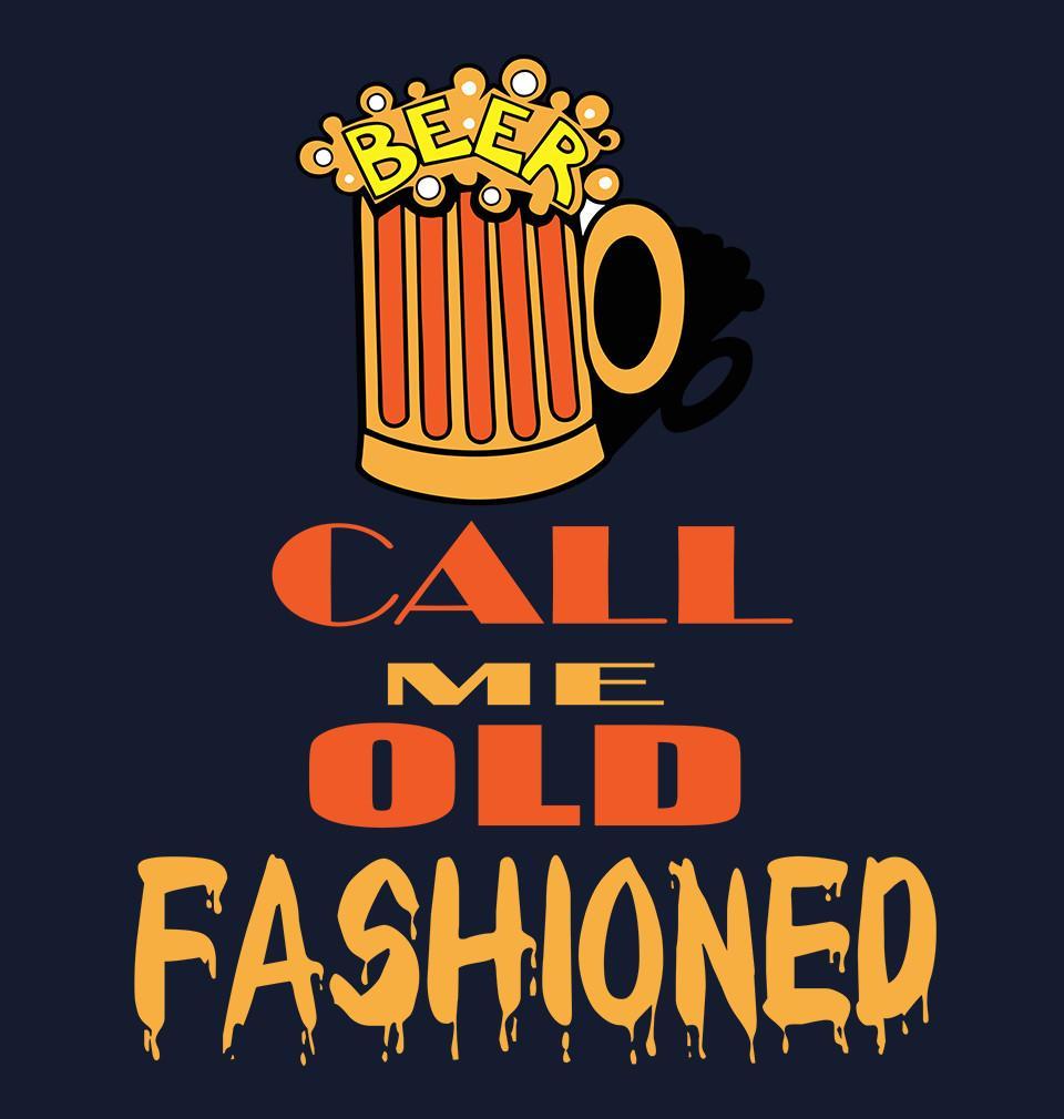 FunkyTradition Navy Blue Round Neck Call Me Old Fashioned Men Half Sleeves T-Shirt
