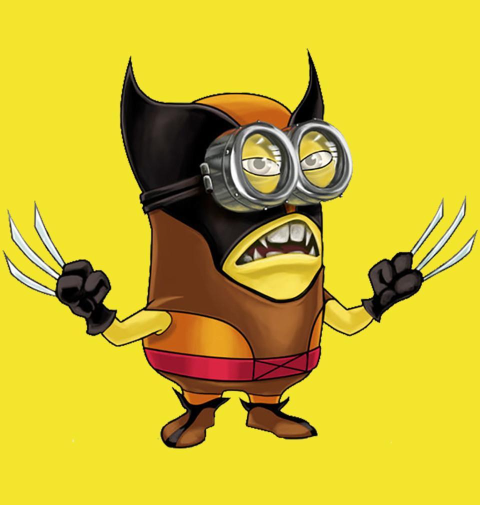 FunkyTradition Yellow Round Neck Minion Wolverine Men Half Sleeves T-Shirt