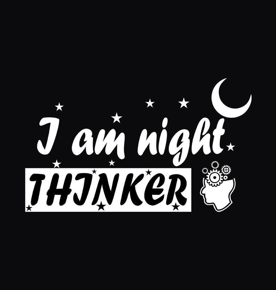 FunkyTradition Black Round Neck I Am Night Thinker Men Half Sleeves T-Shirt