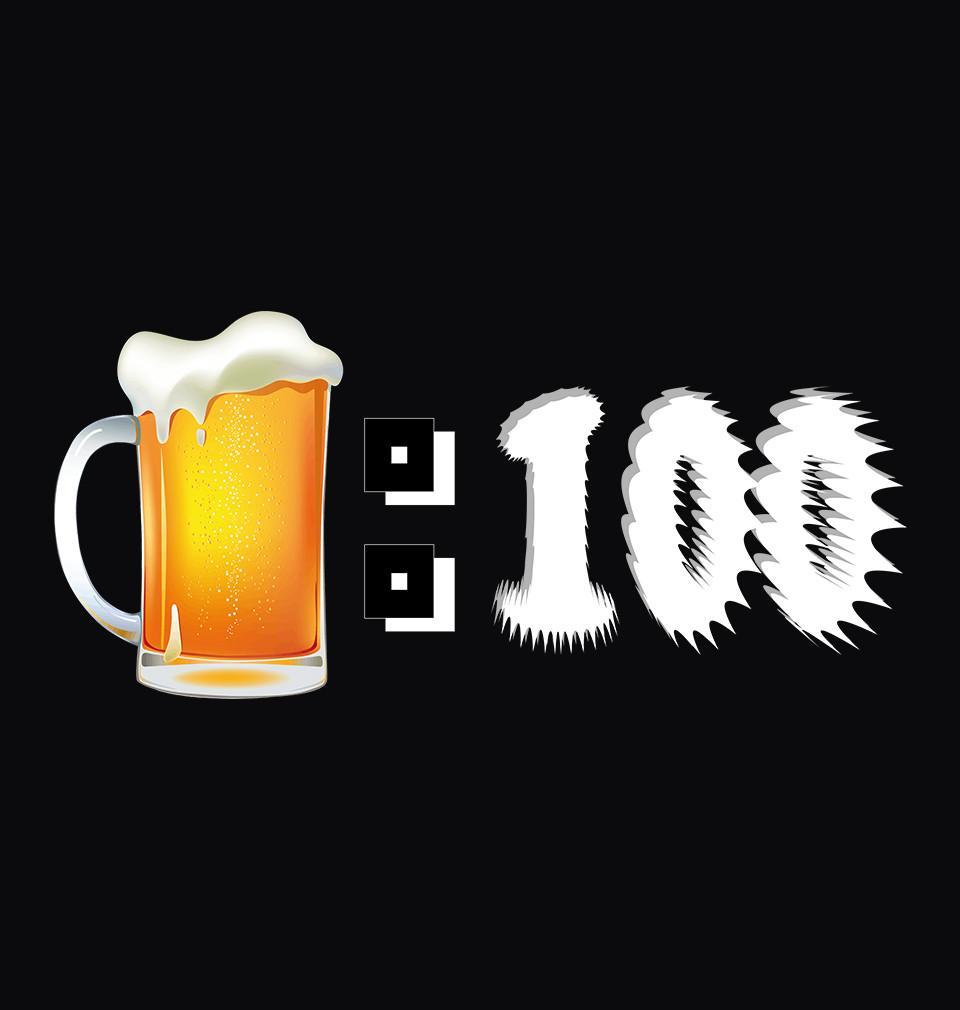 FunkyTradition Black Round Neck Beer 100 Men Half Sleeves T-Shirt