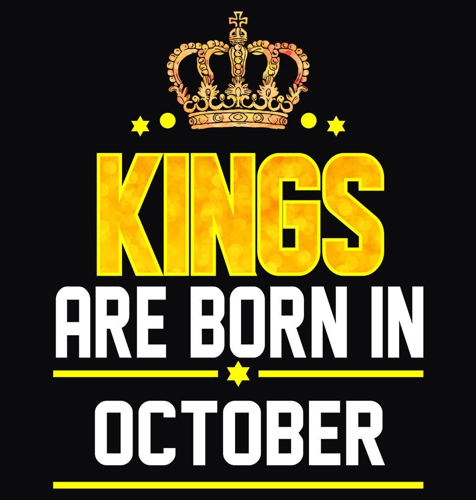 FunkyTradition Black Kings Are Born In October Half Sleeves T-Shirt