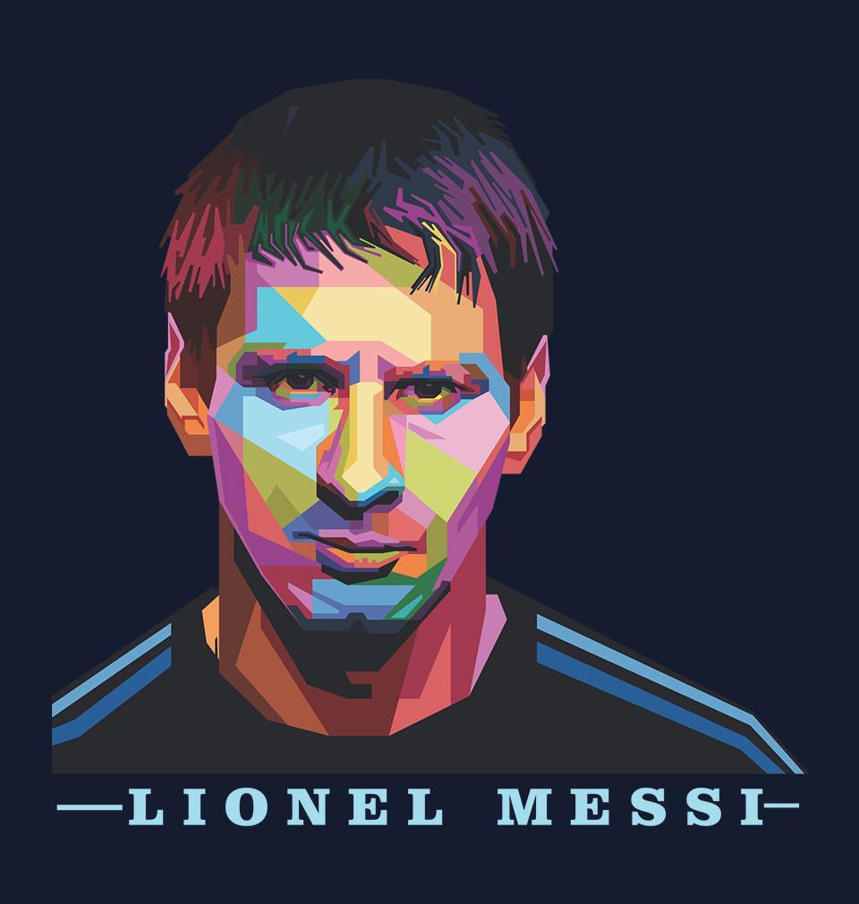 FunkyTradition Navy Blue Round Neck Messi The Legend Men Half Sleeves T-Shirt