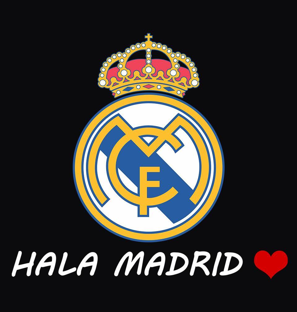 FunkyTradition Round Black FCB Hala Madrid Funny Half Sleeves T-Shirt
