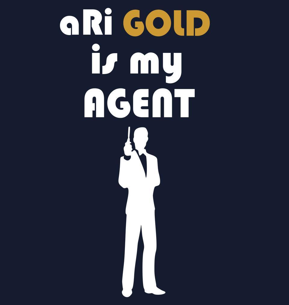 FunkyTradition Navy Blue Round Neck Ari Gold Is My Agent Half Sleeves T-Shirt