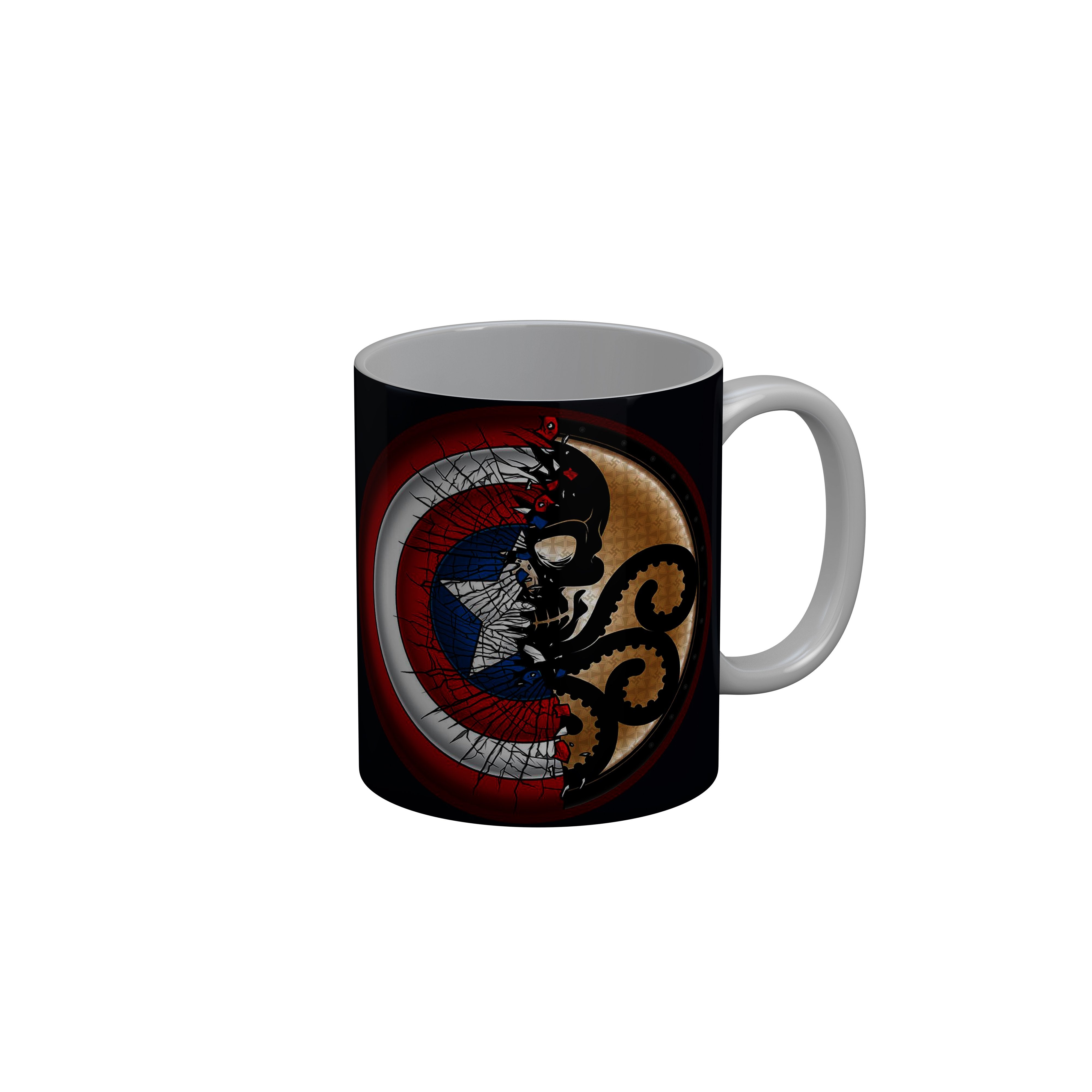 FashionRazor Captain America Black Ceramic Coffee Mug, 350 ml