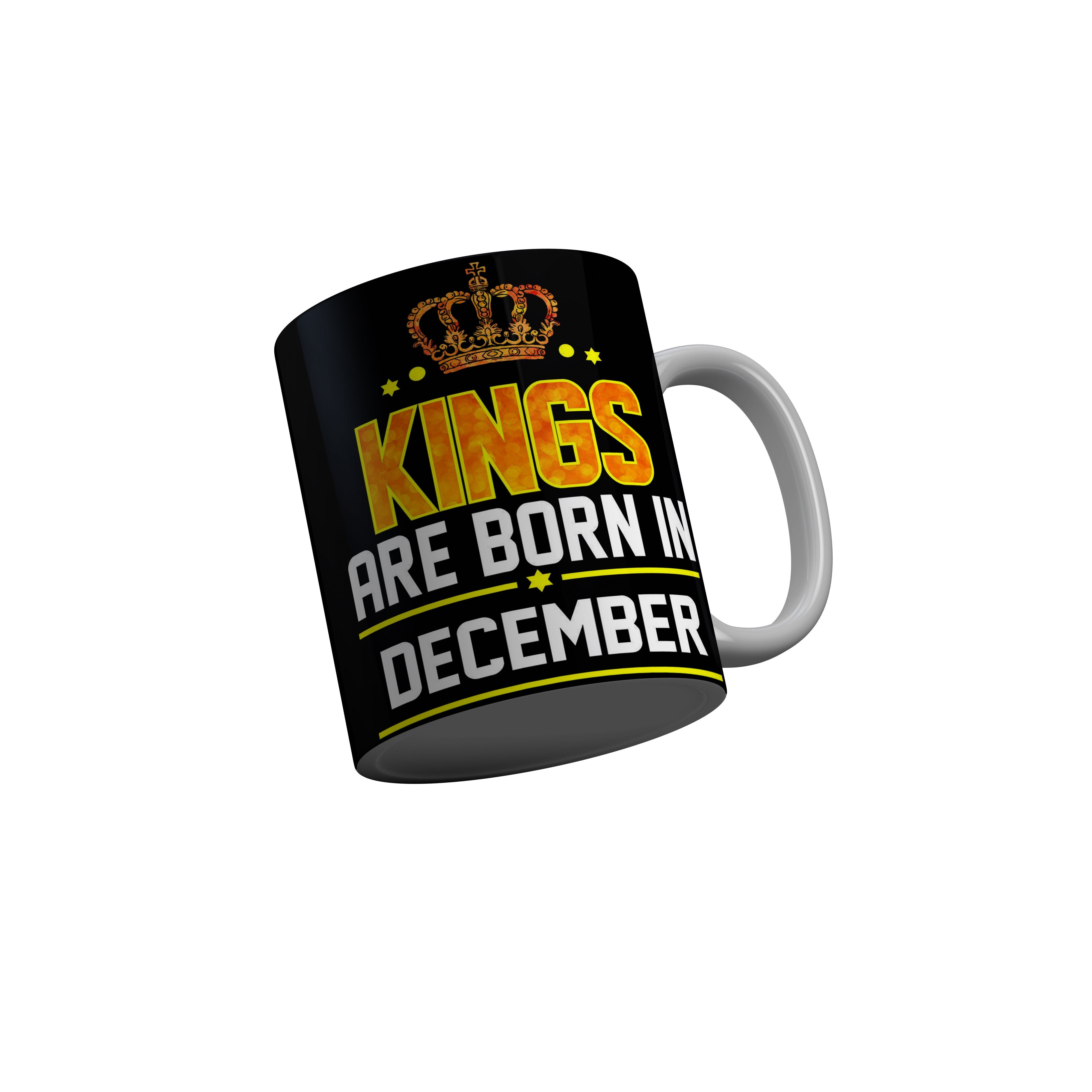 FashionRazor Kings Are Born In August Black Birthday Quotes Ceramic Coffee Mug, 350 ml