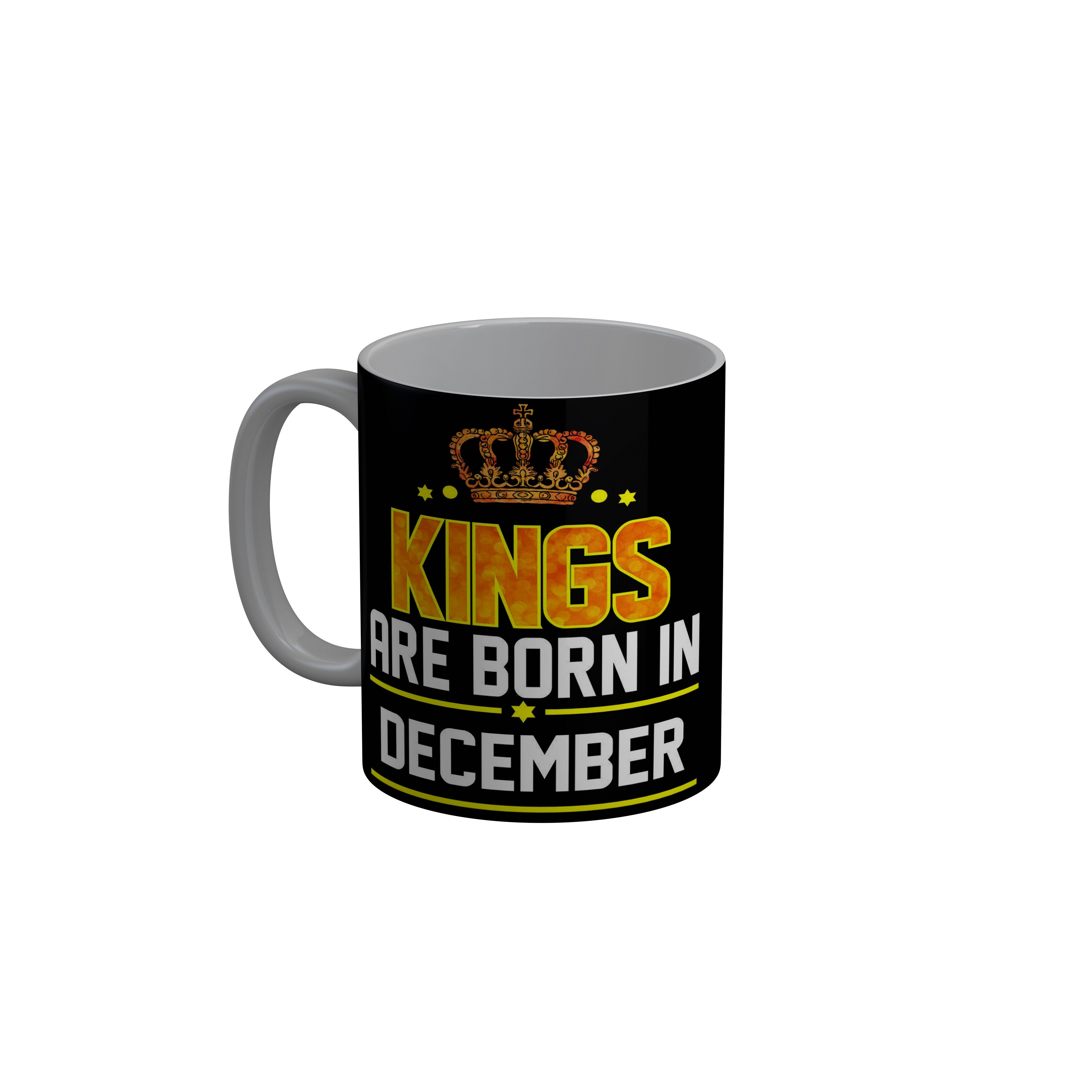 FashionRazor Kings Are Born In August Black Birthday Quotes Ceramic Coffee Mug, 350 ml