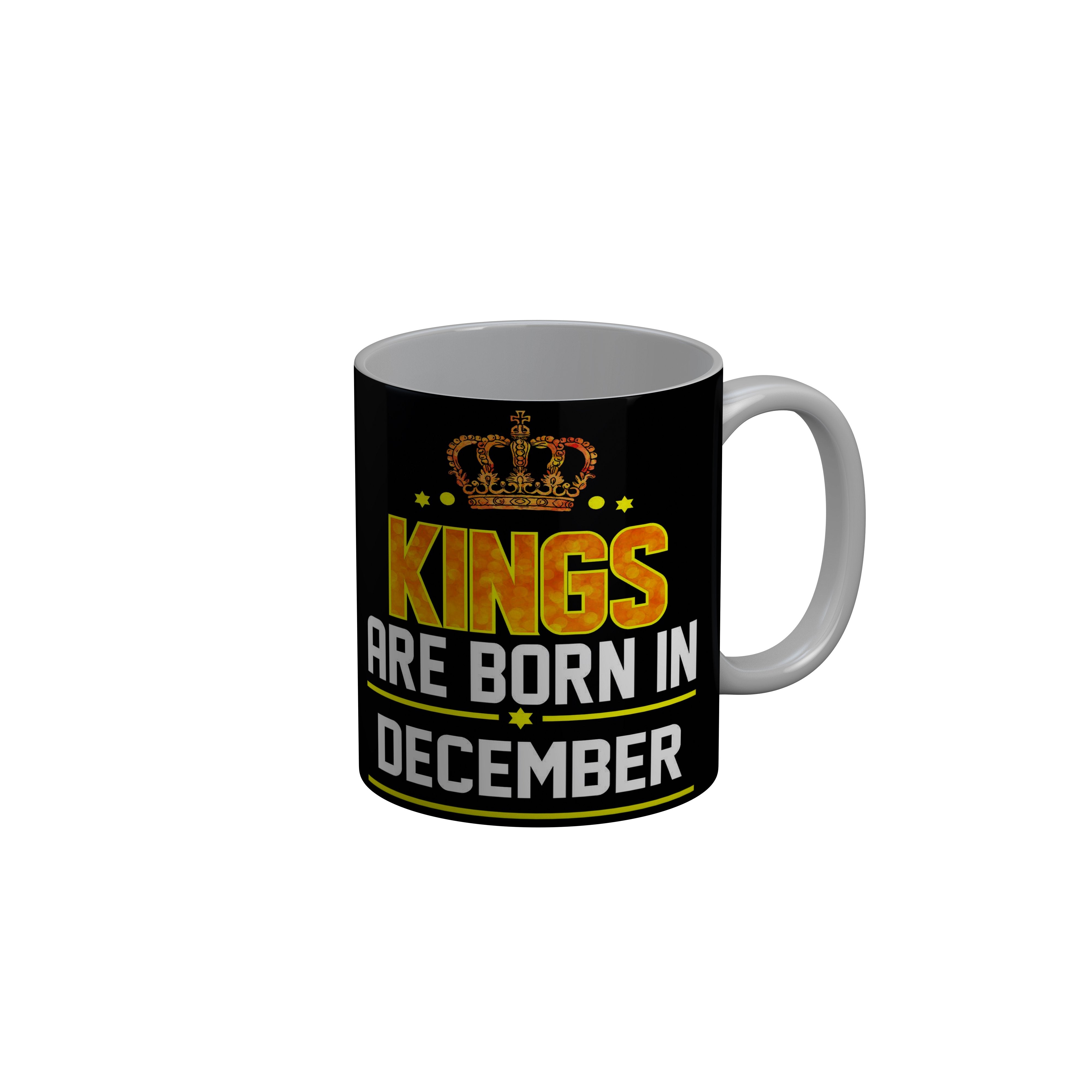 FashionRazor Kings Are Born In August Black Birthday Quotes Ceramic Coffee Mug, 350 ml