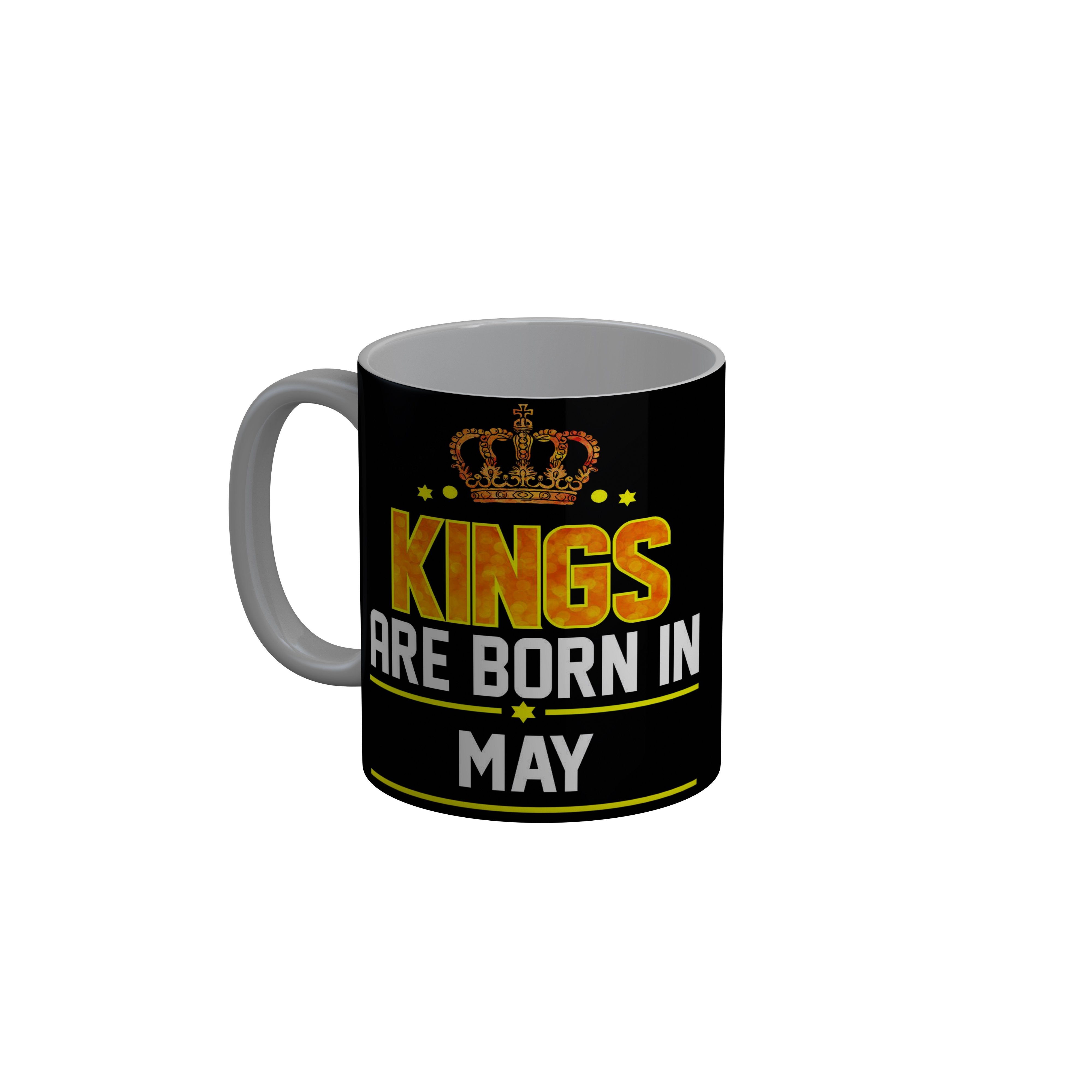 FashionRazor Kings Are Born In February Black Birthday Quotes Ceramic Coffee Mug, 350 ml