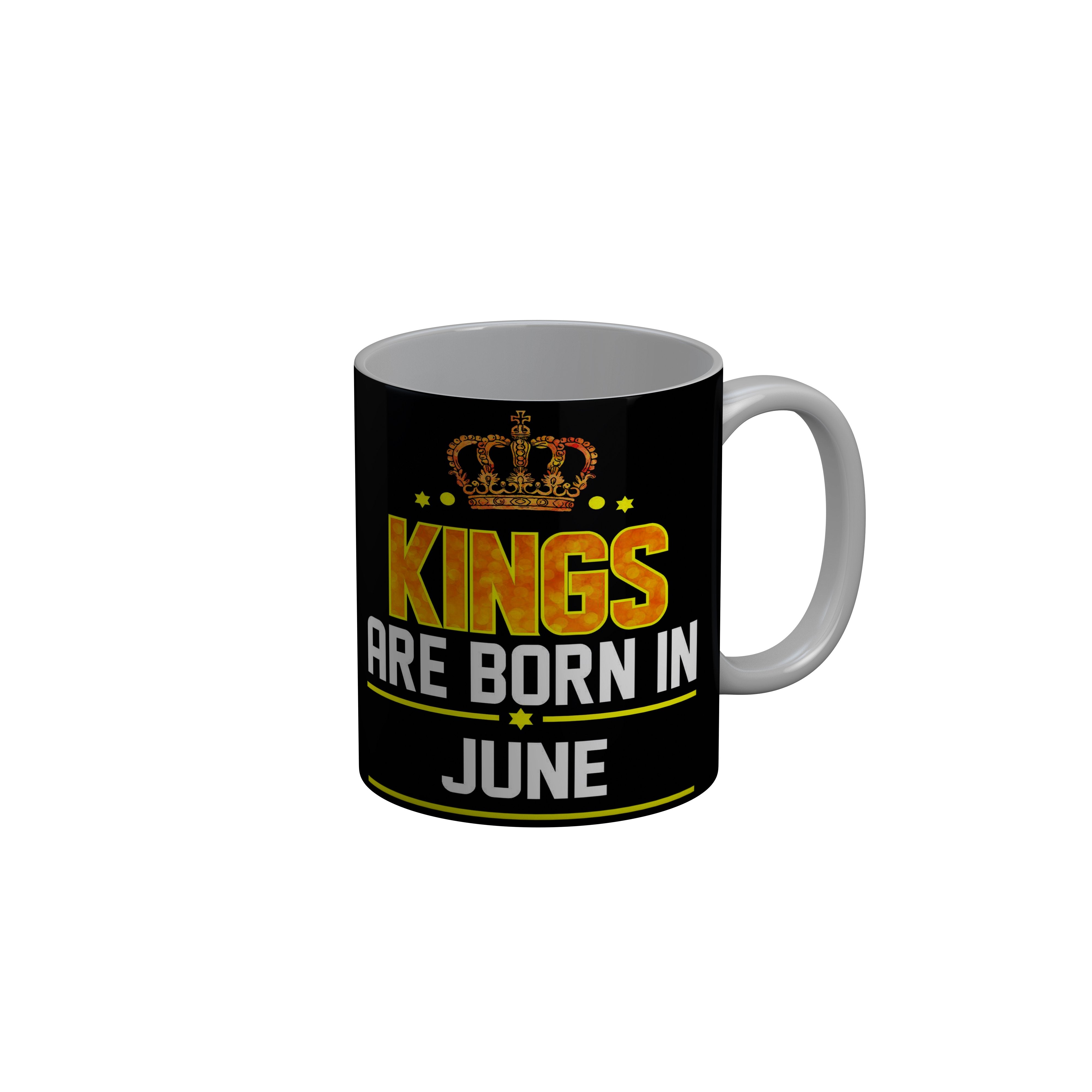 FashionRazor Kings Are Born In February Black Birthday Quotes Ceramic Coffee Mug, 350 ml