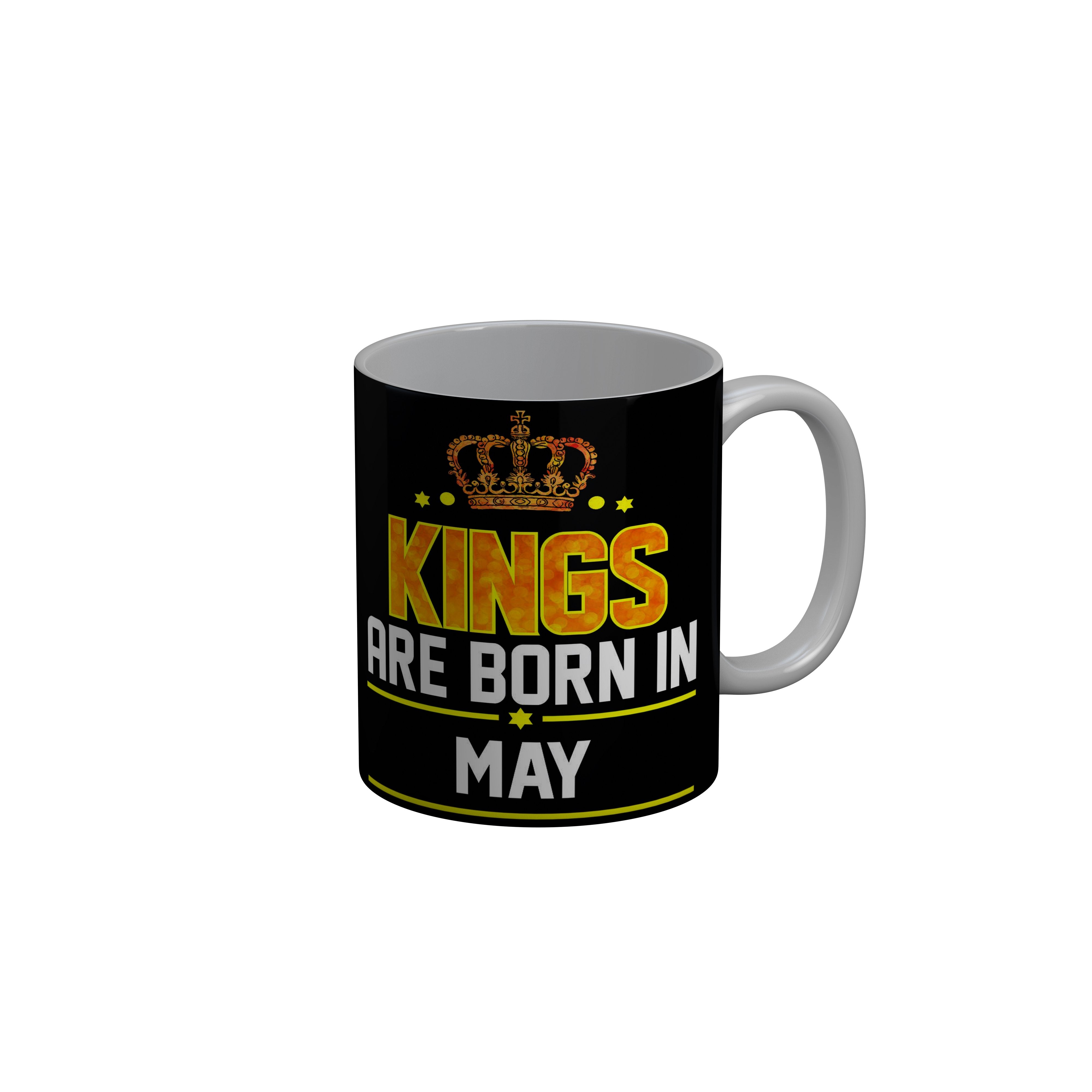 FashionRazor Kings Are Born In February Black Birthday Quotes Ceramic Coffee Mug, 350 ml