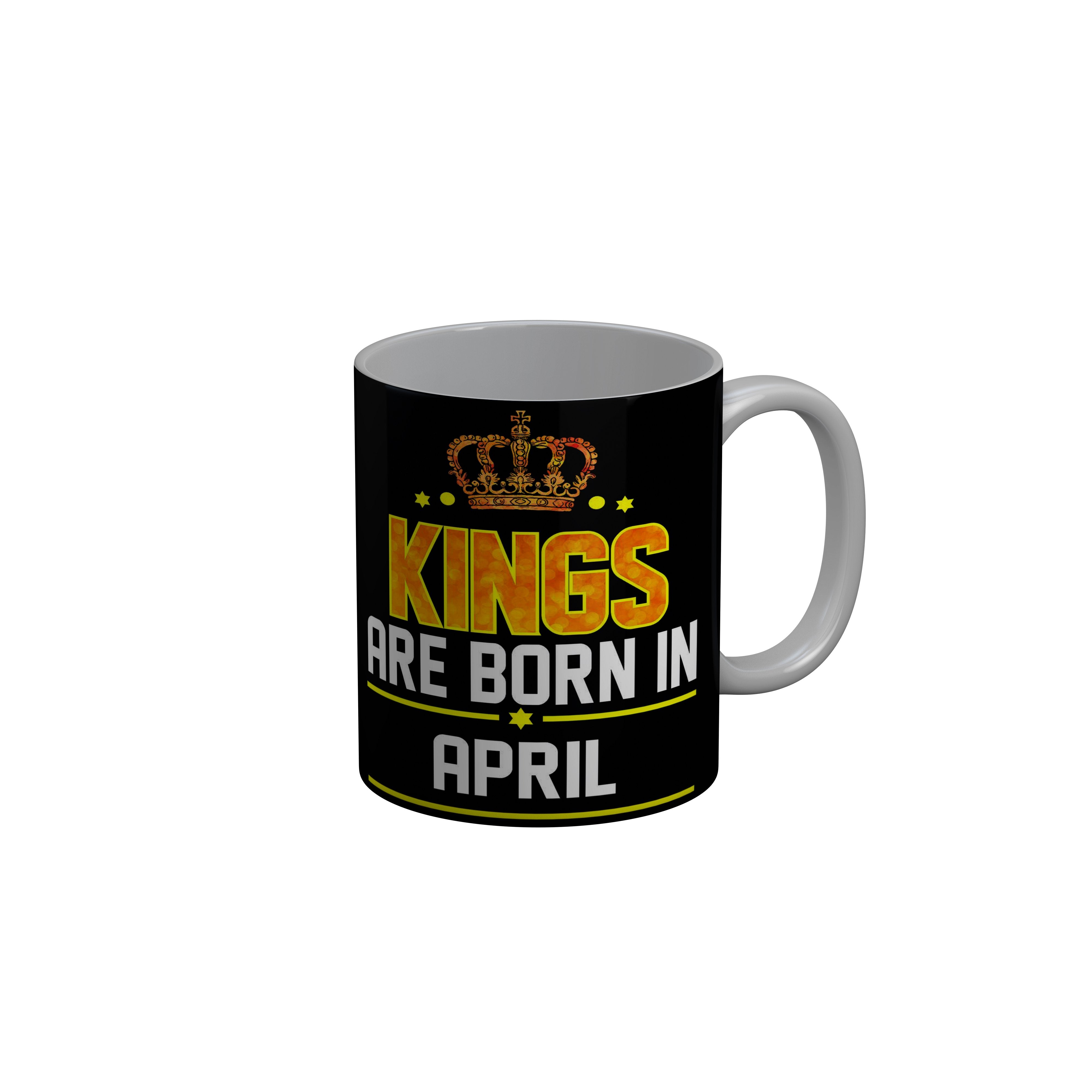 FashionRazor Kings Are Born In January Black Birthday Quotes Ceramic Coffee Mug, 350 ml