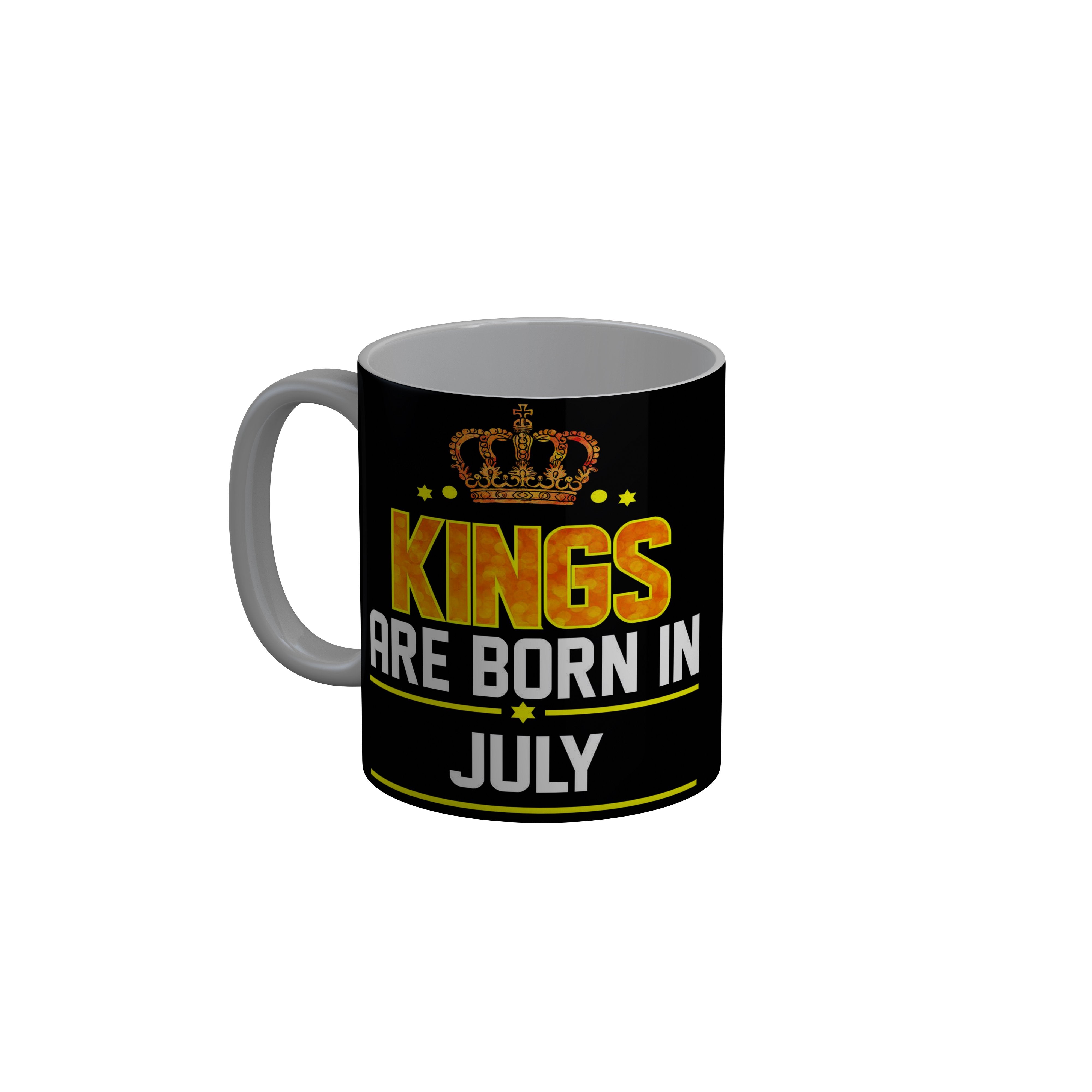 FashionRazor Kings Are Born In June Black Birthday Quotes Ceramic Coffee Mug, 350 ml