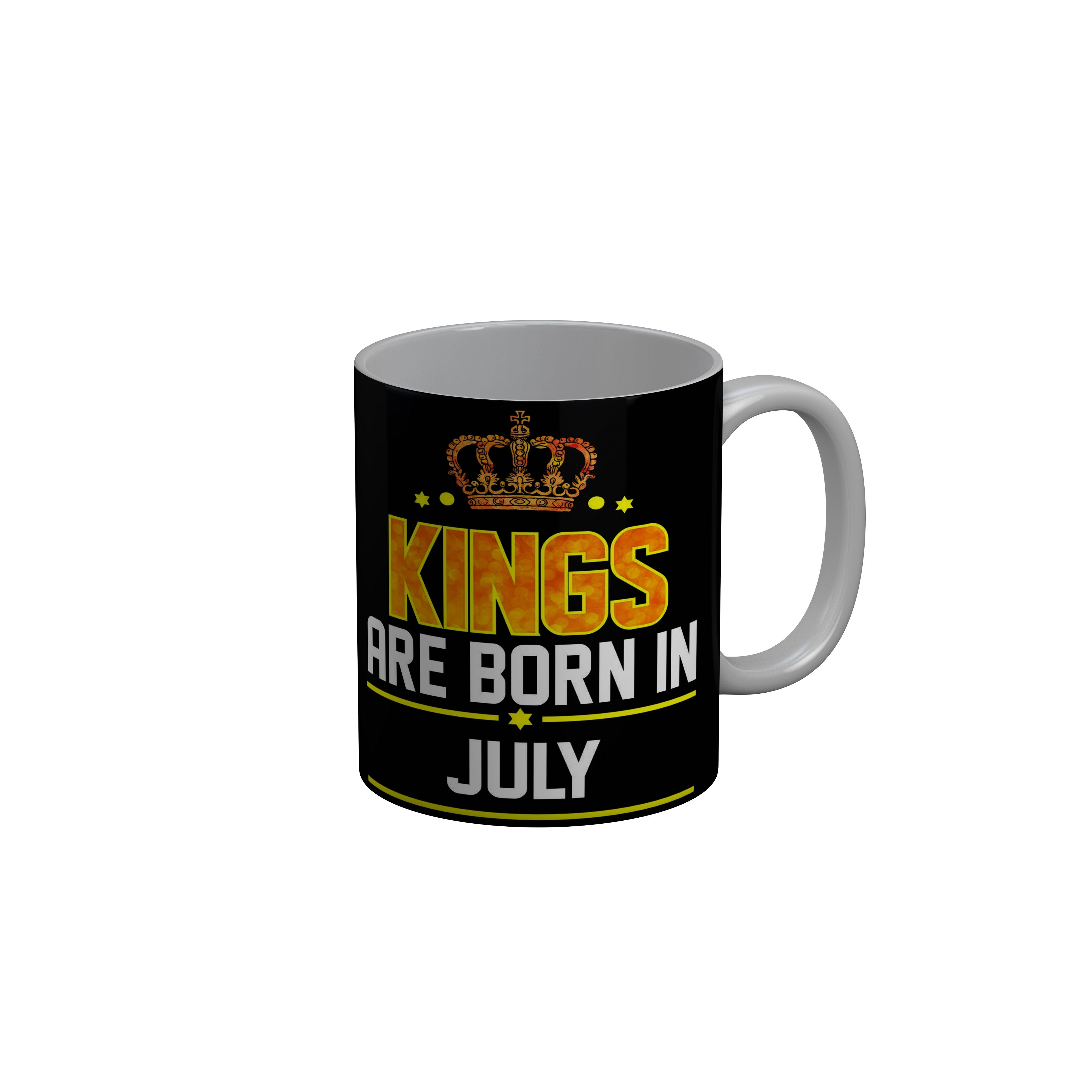 FashionRazor Kings Are Born In June Black Birthday Quotes Ceramic Coffee Mug, 350 ml