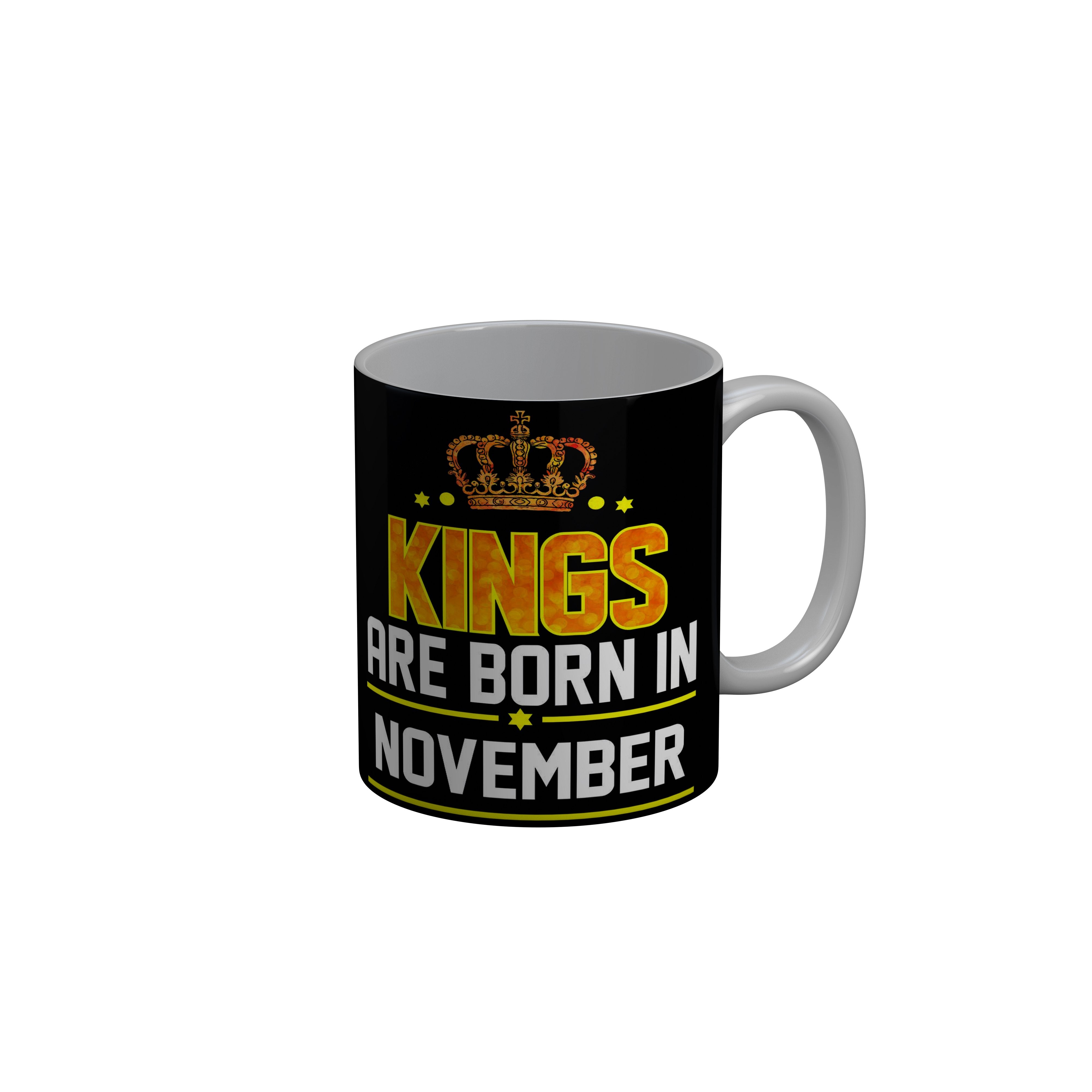 FashionRazor Kings Are Born In May Black Birthday Quotes Ceramic Coffee Mug, 350 ml