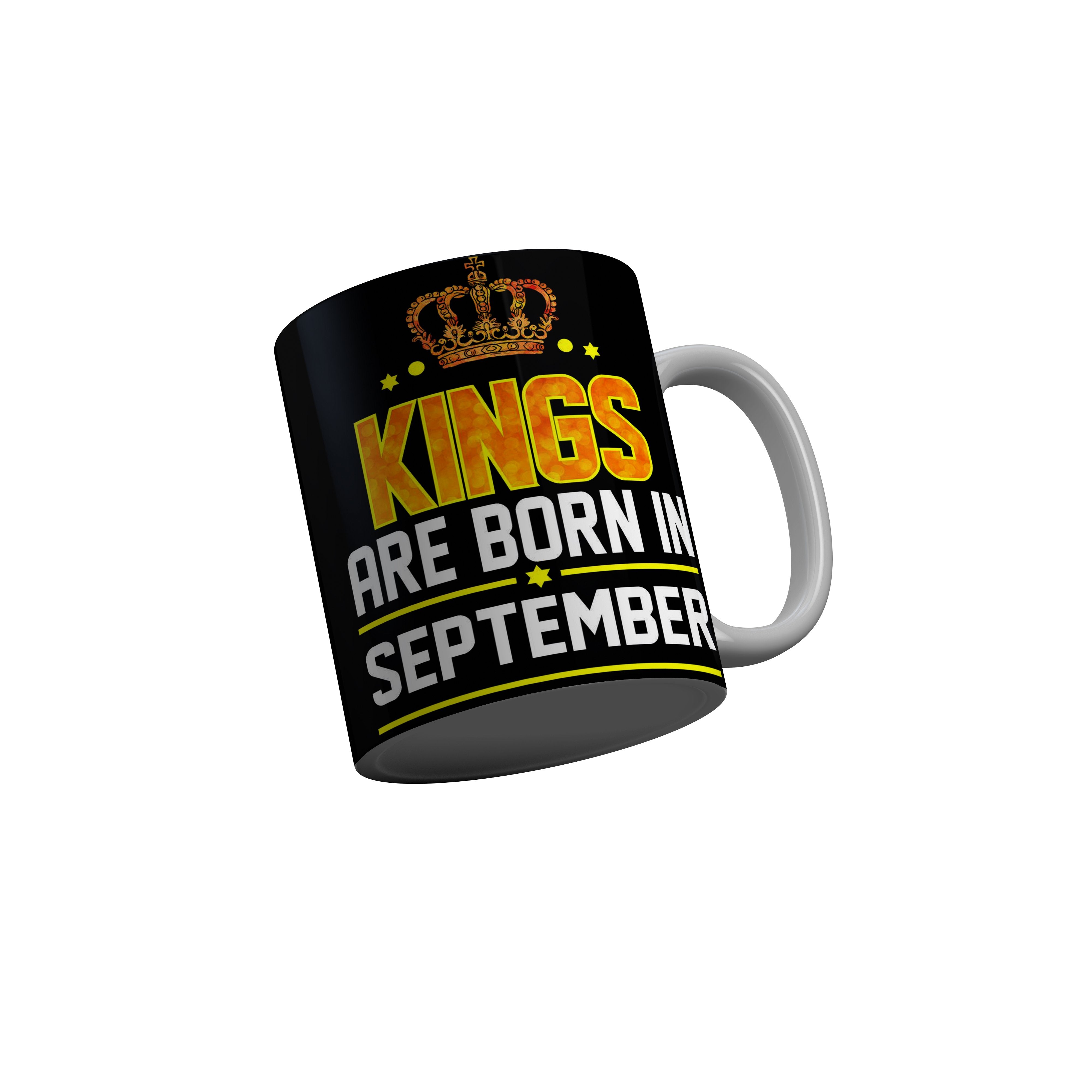 FashionRazor Kings Are Born In September Black Birthday Quotes Ceramic Coffee Mug, 350 ml