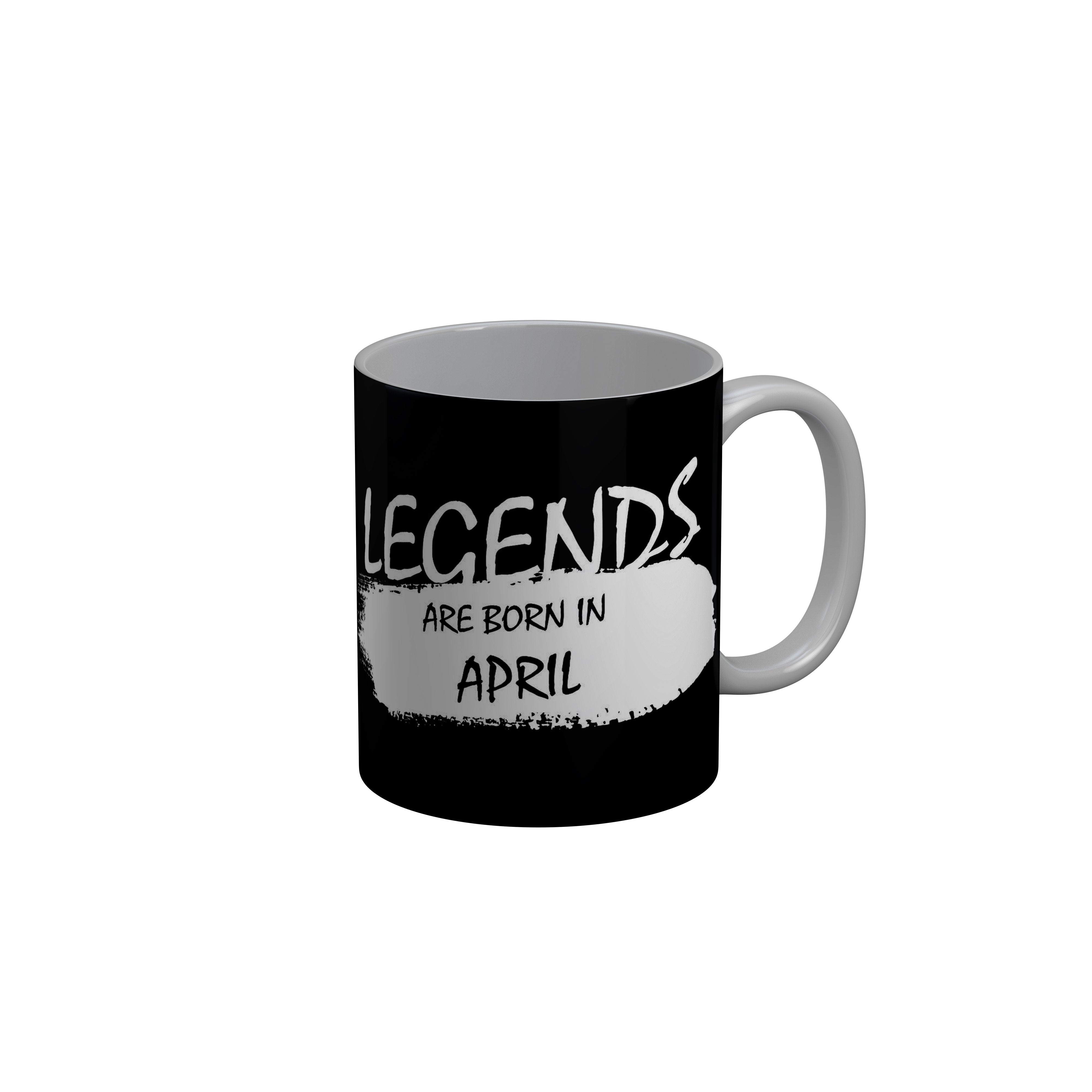 FashionRazor Legends Are Born In August Black Birthday Quotes Ceramic Coffee Mug, 350 ml