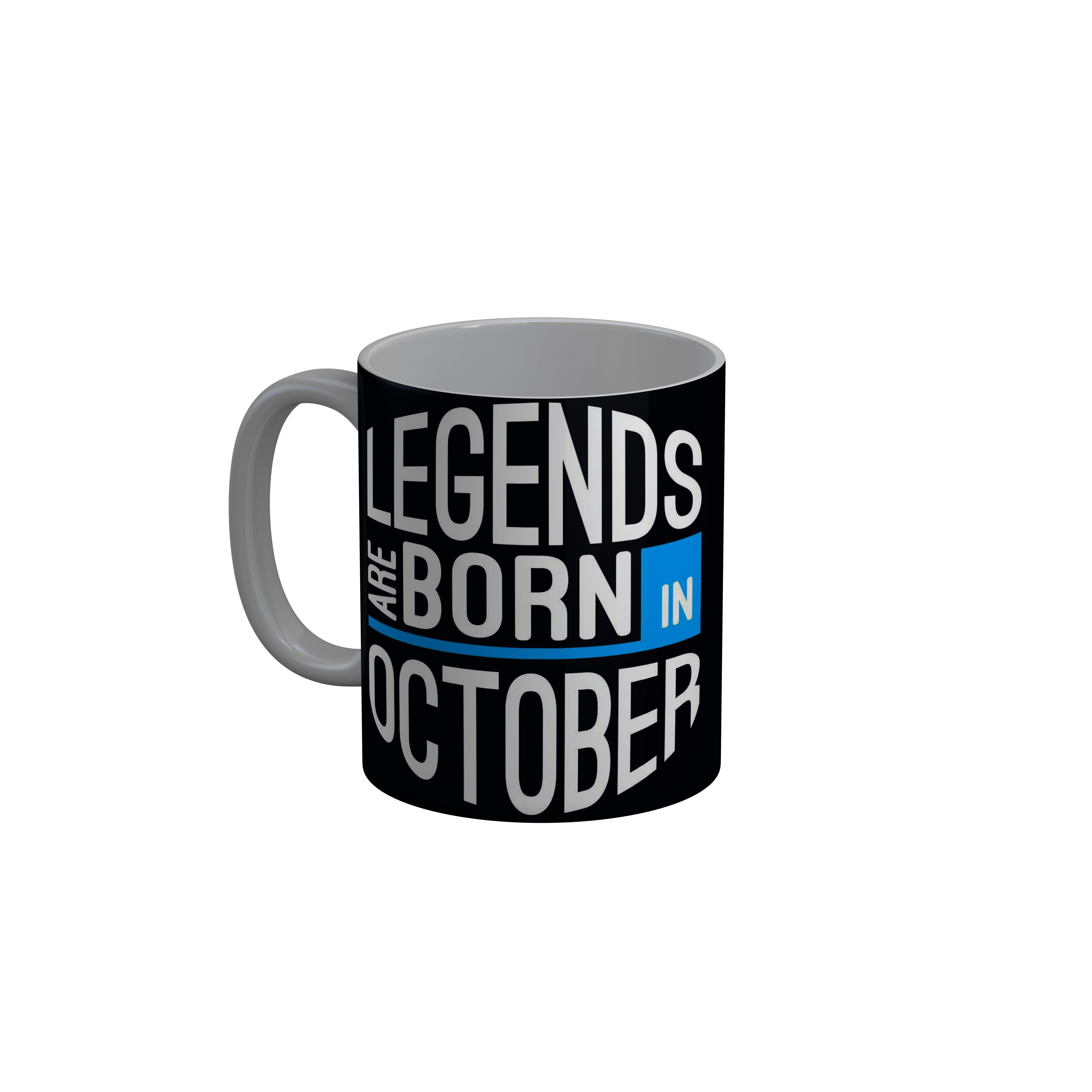 FashionRazor Legends Are Born In August Black Birthday Quotes Ceramic Coffee Mug, 350 ml