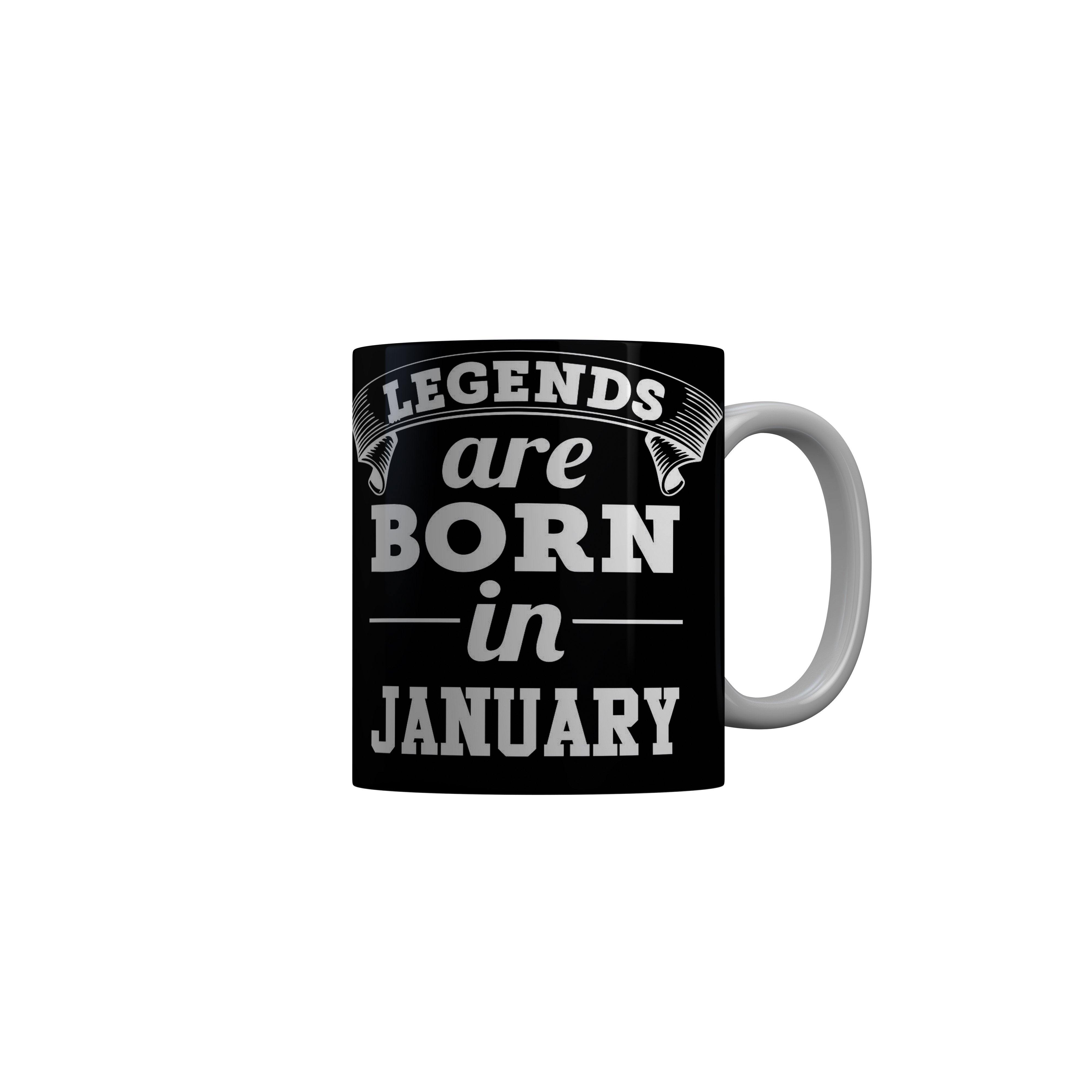 FashionRazor Legends Are Born In January Black Birthday Quotes Ceramic Coffee Mug, 350 ml