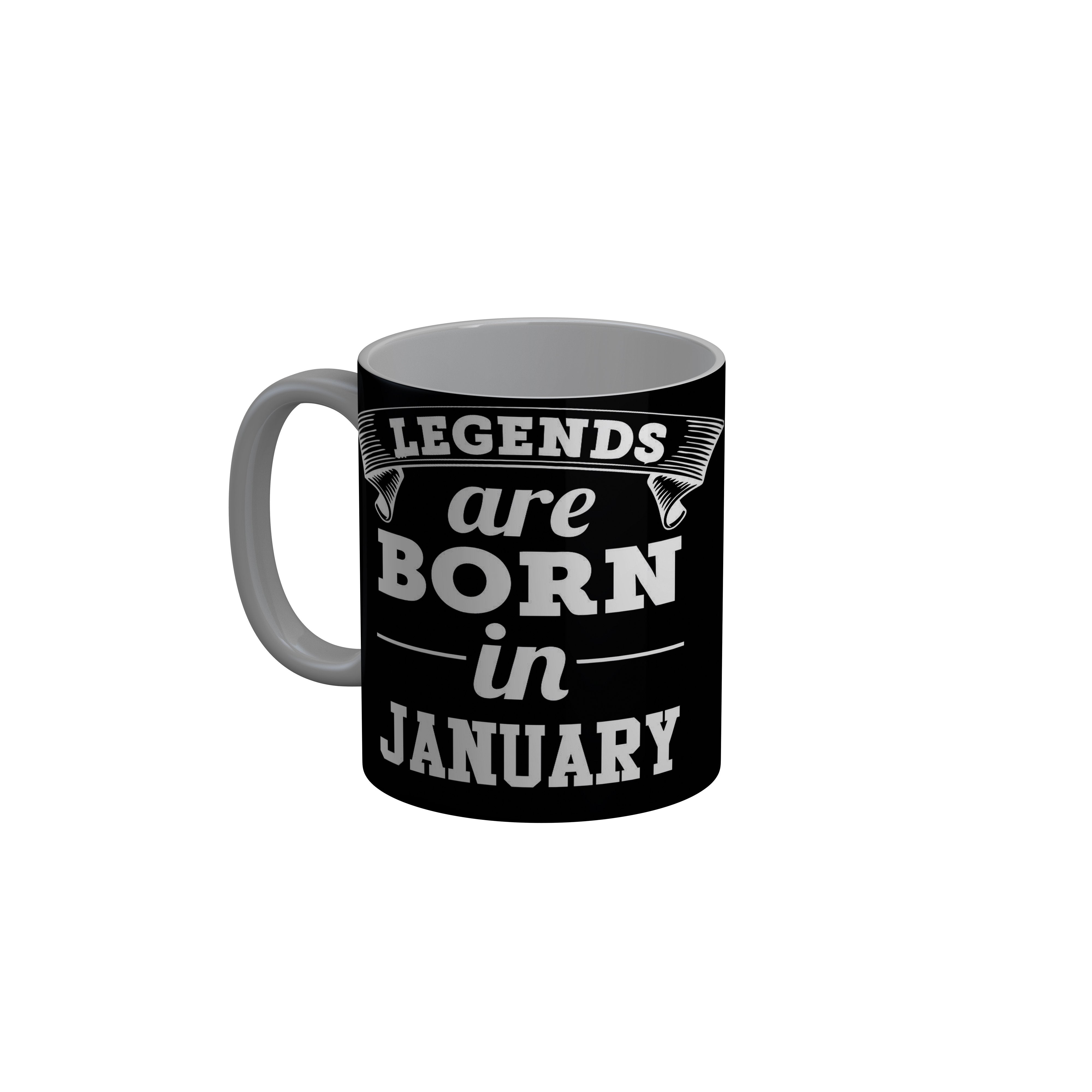 FashionRazor Legends Are Born In January Black Birthday Quotes Ceramic Coffee Mug, 350 ml