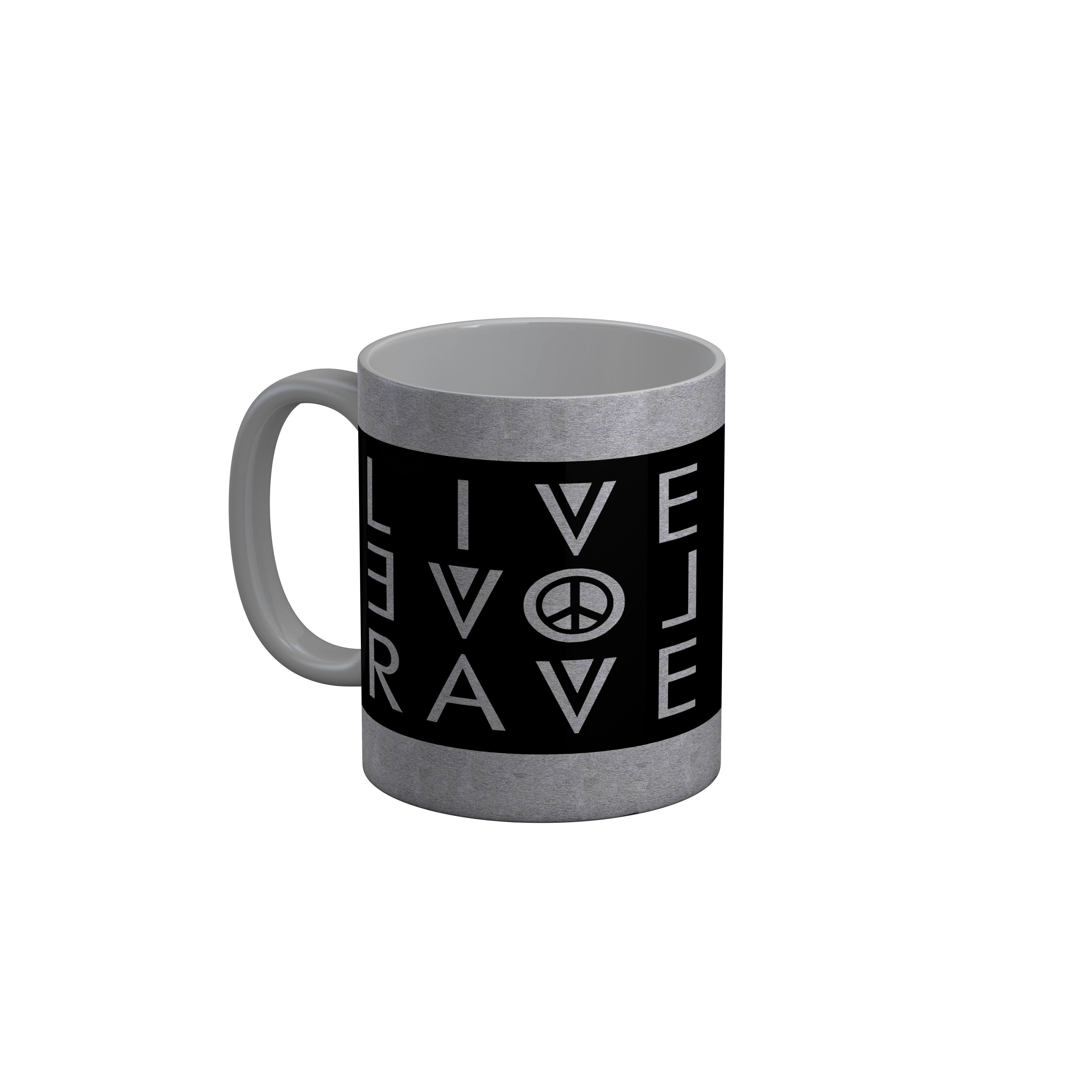 FashionRazor Live Love Rave Grey Quotes Ceramic Coffee Mug, 350 ml
