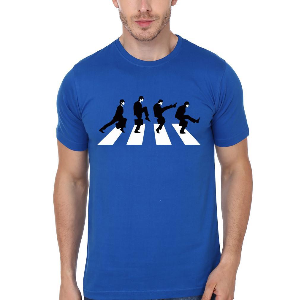 FunkyTradition Blue Round Neck Footwalk Men Half Sleeves T-Shirt