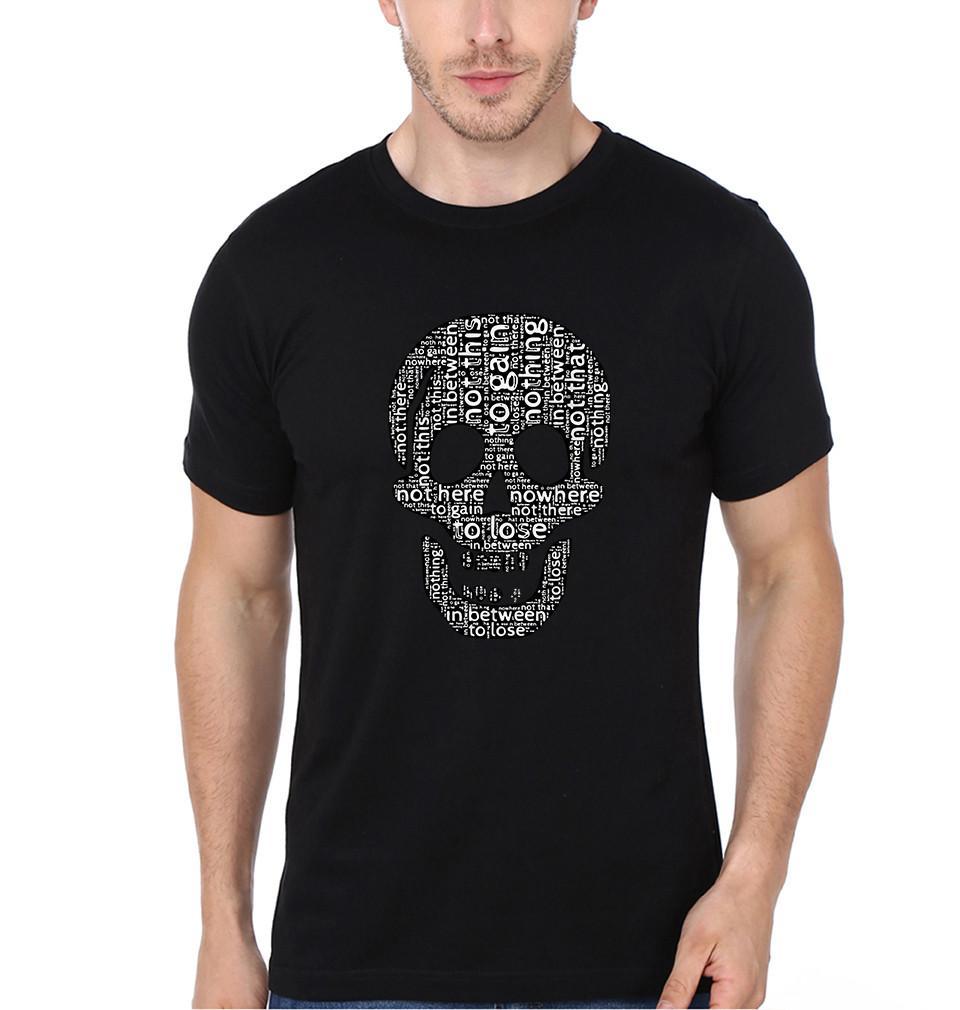 FunkyTradition Black Round Neck Skull Men Half Sleeves T-Shirt