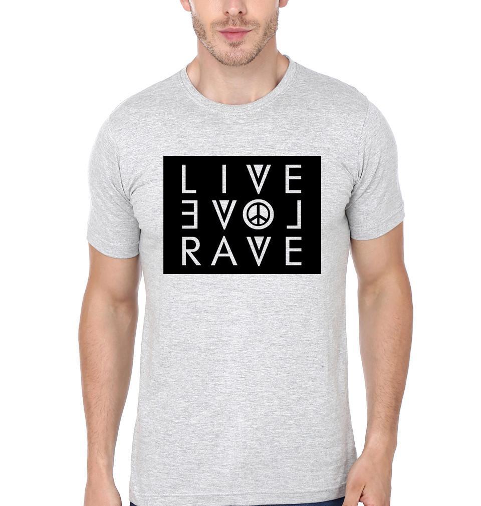 FunkyTradition White Round Neck Live Love Rave Half Sleeves T-Shirt