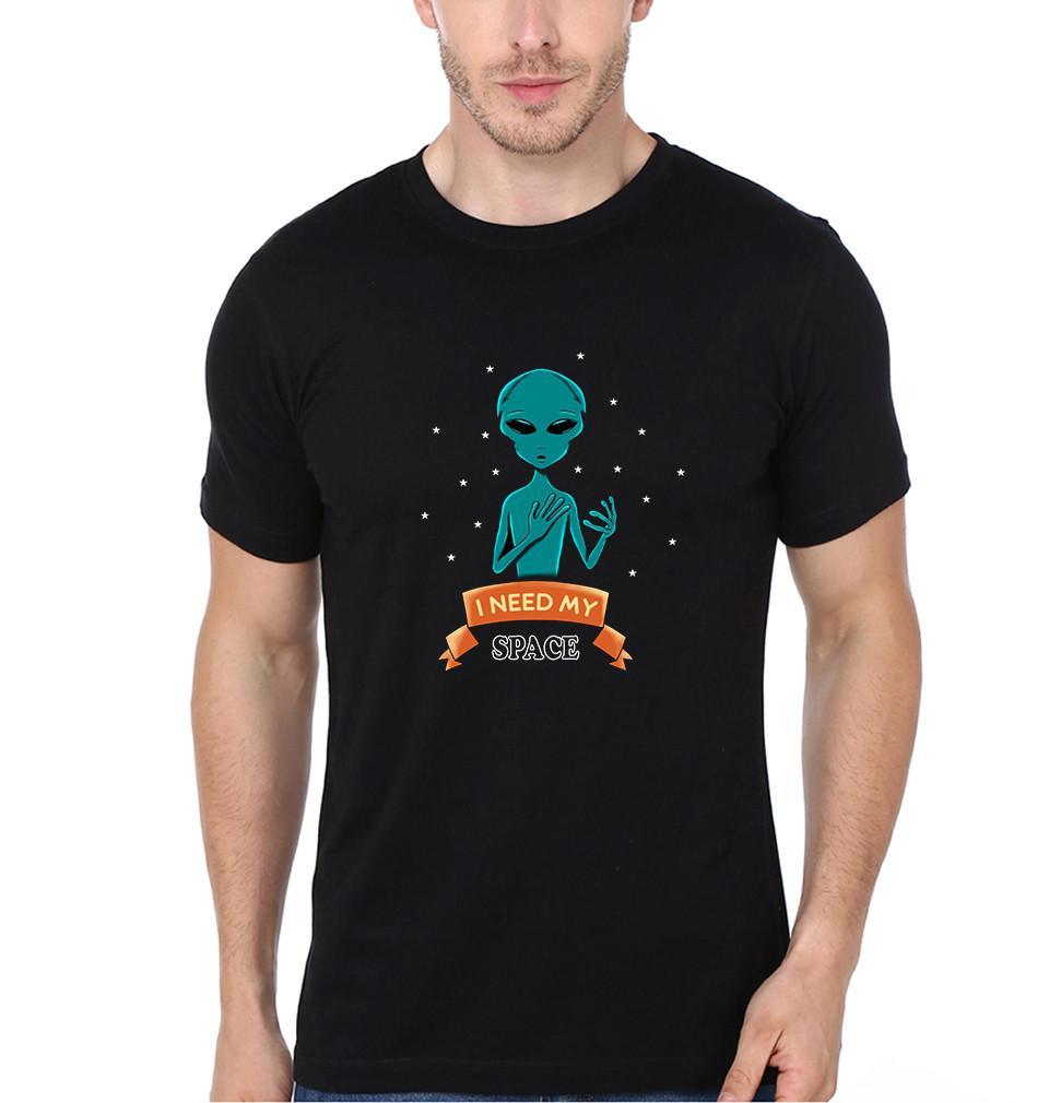 FunkyTradition Black Round Neck I Need My Space Men Half Sleeves T-Shirt