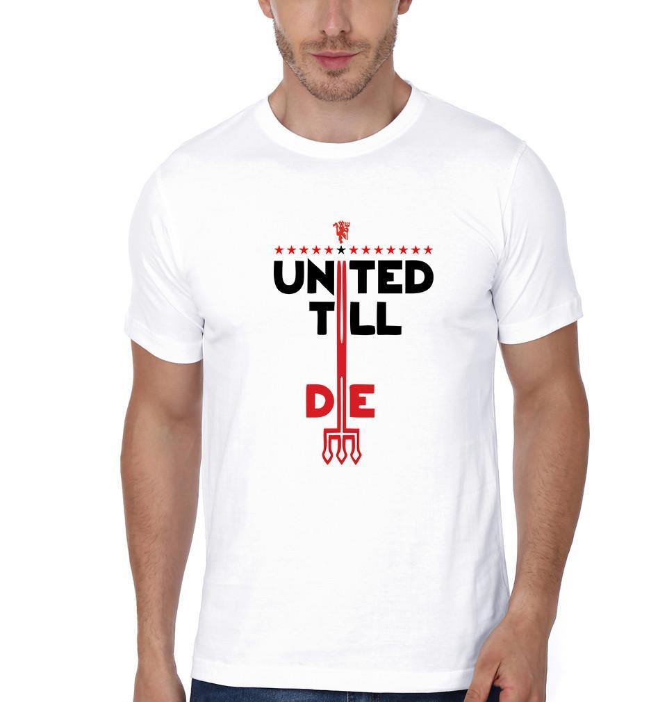 FunkyTradition White Round Neck Manchester United Men Half Sleeves T-Shirt