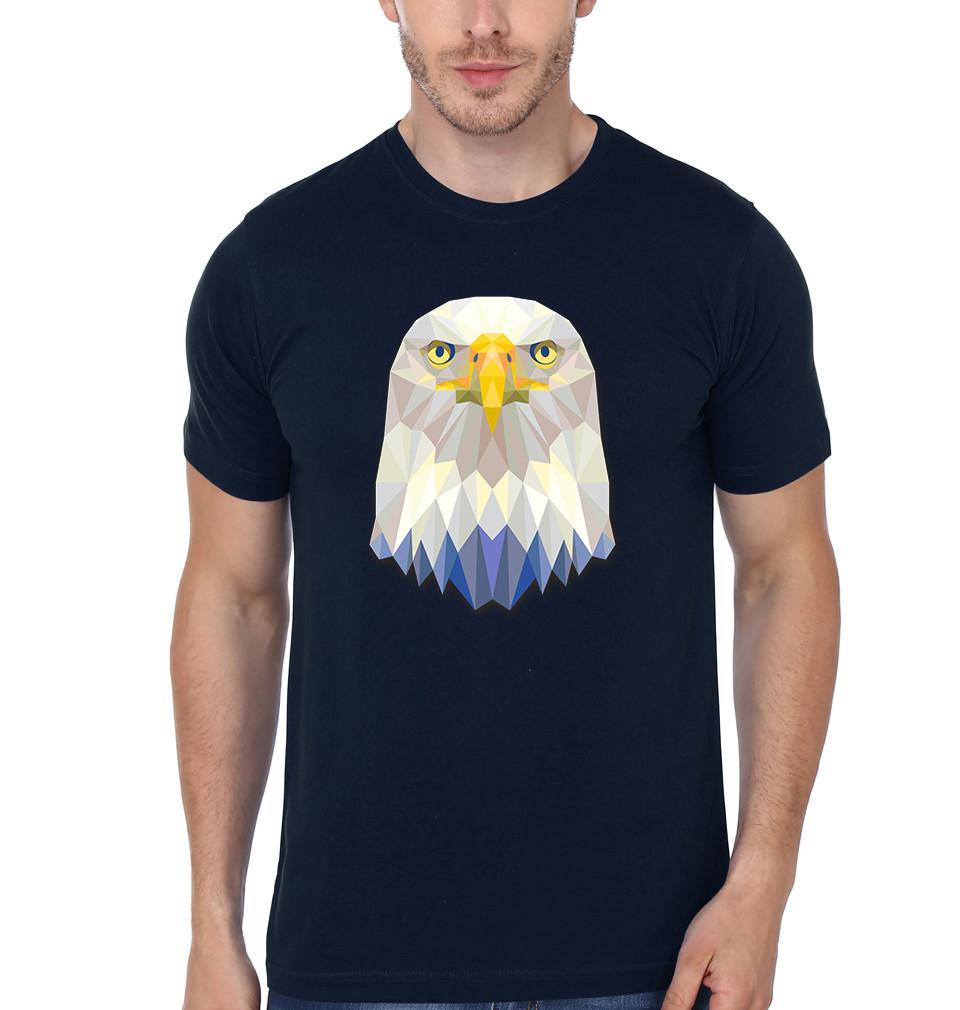 FunkyTradition Round Neck Black Eagle Face Half Sleeves T-Shirt