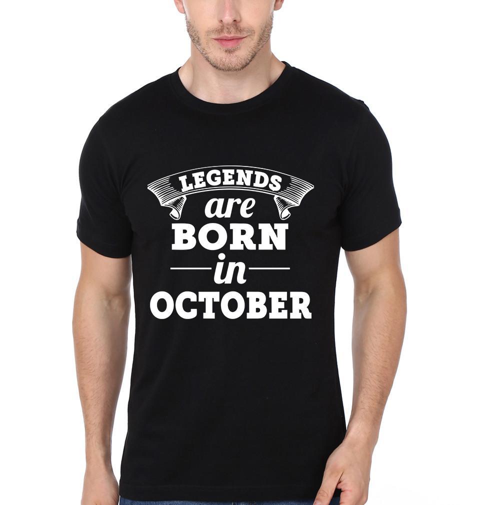 FunkyTradition Black Legends Are Born In October Half Sleeves T-Shirt