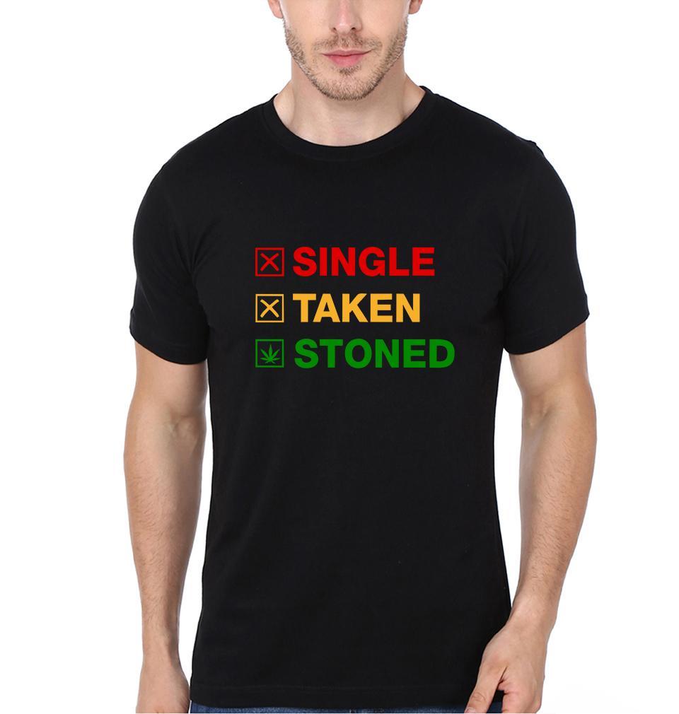 FunkyTradition Black Round Neck Single Taken Stoned Half Sleeves T-Shirt