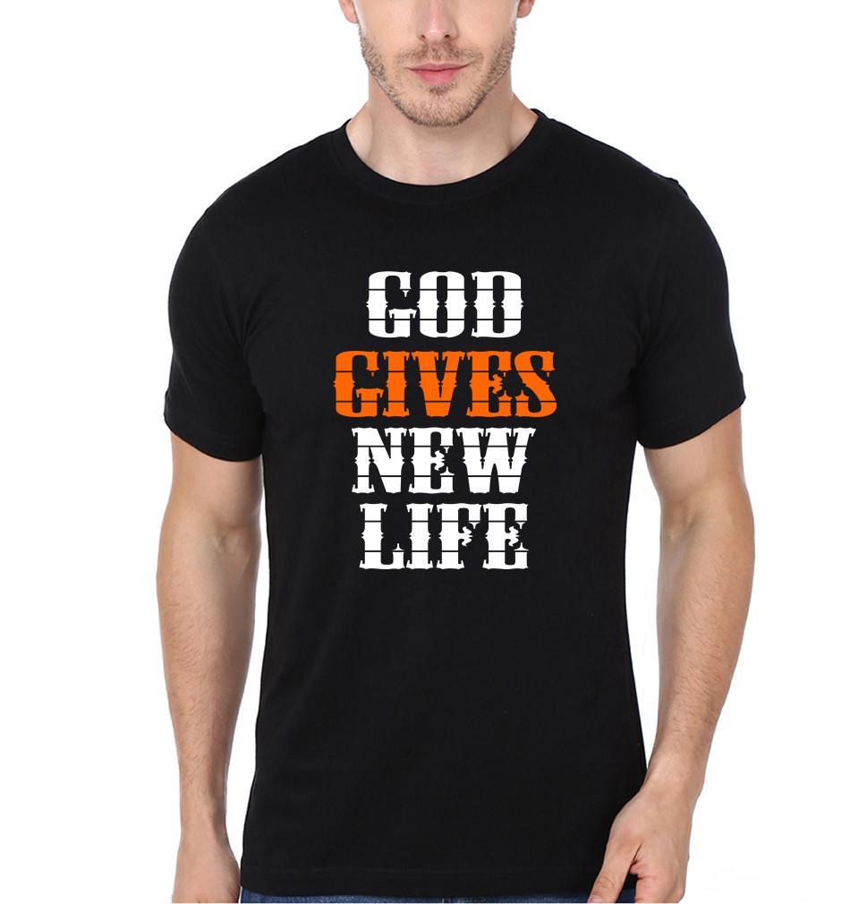 FunkyTradition Black Round Neck God Gives New Life Men Half Sleeves T-Shirt