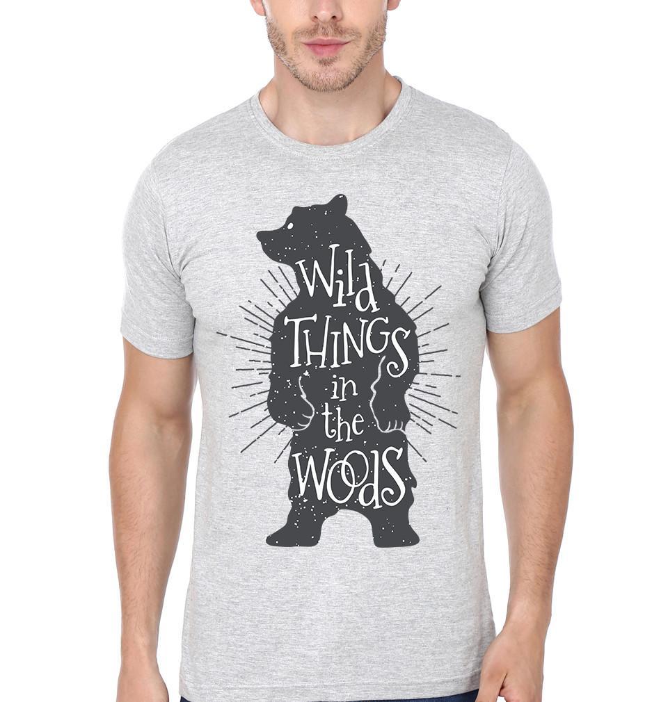 FunkyTradition Grey Round Neck Wild Things In The Wood Men Half Sleeves T-Shirt